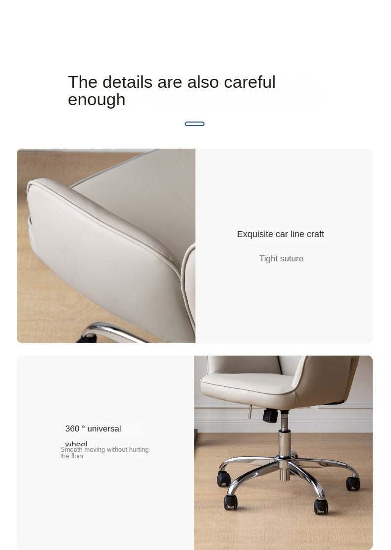 Premium Organic Leather Ergonomic Office Chair - Adjustable Height & Lumbar Support for Home & Workspace Comfort