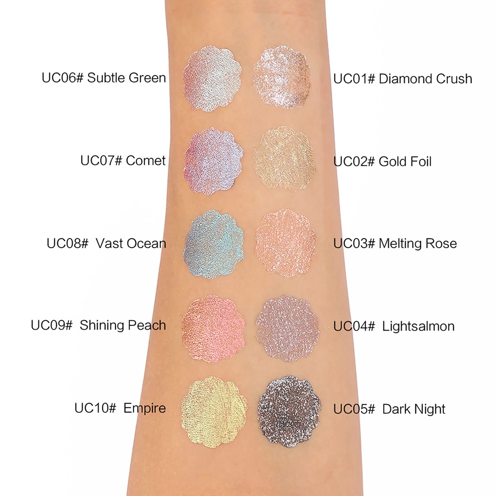 Glitter Metallic Eyeshadow Set - 5 Bold Colors for Smoky Makeup | High Pigment & Multichrome | Party & Night Out Looks