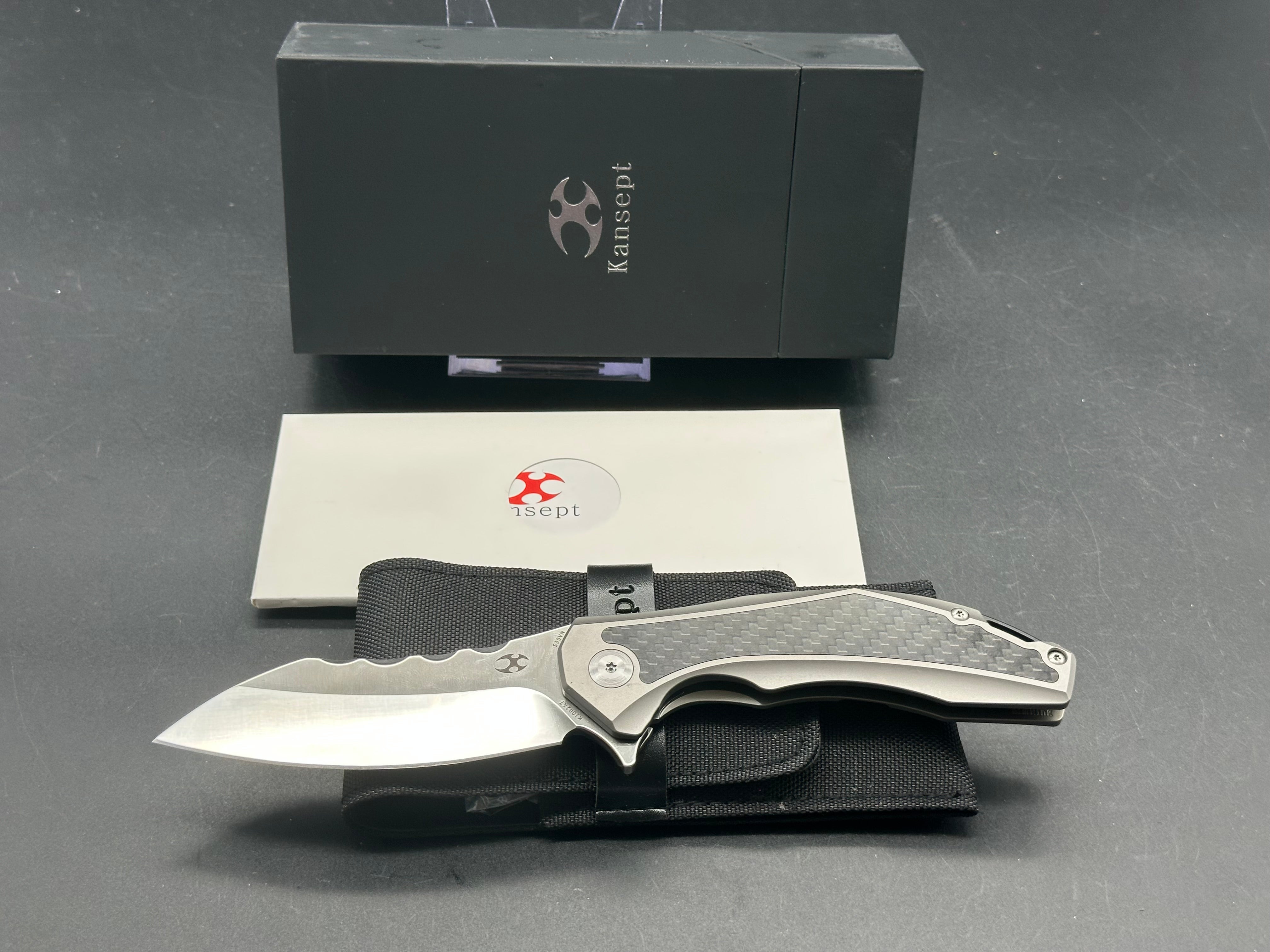 Kansept Spirit EDC Pocket Knife - S35VN Stainless Steel Blade with Carbon Fiber Handle Insert - Perfect for Outdoor, Camping, and Everyday Carry