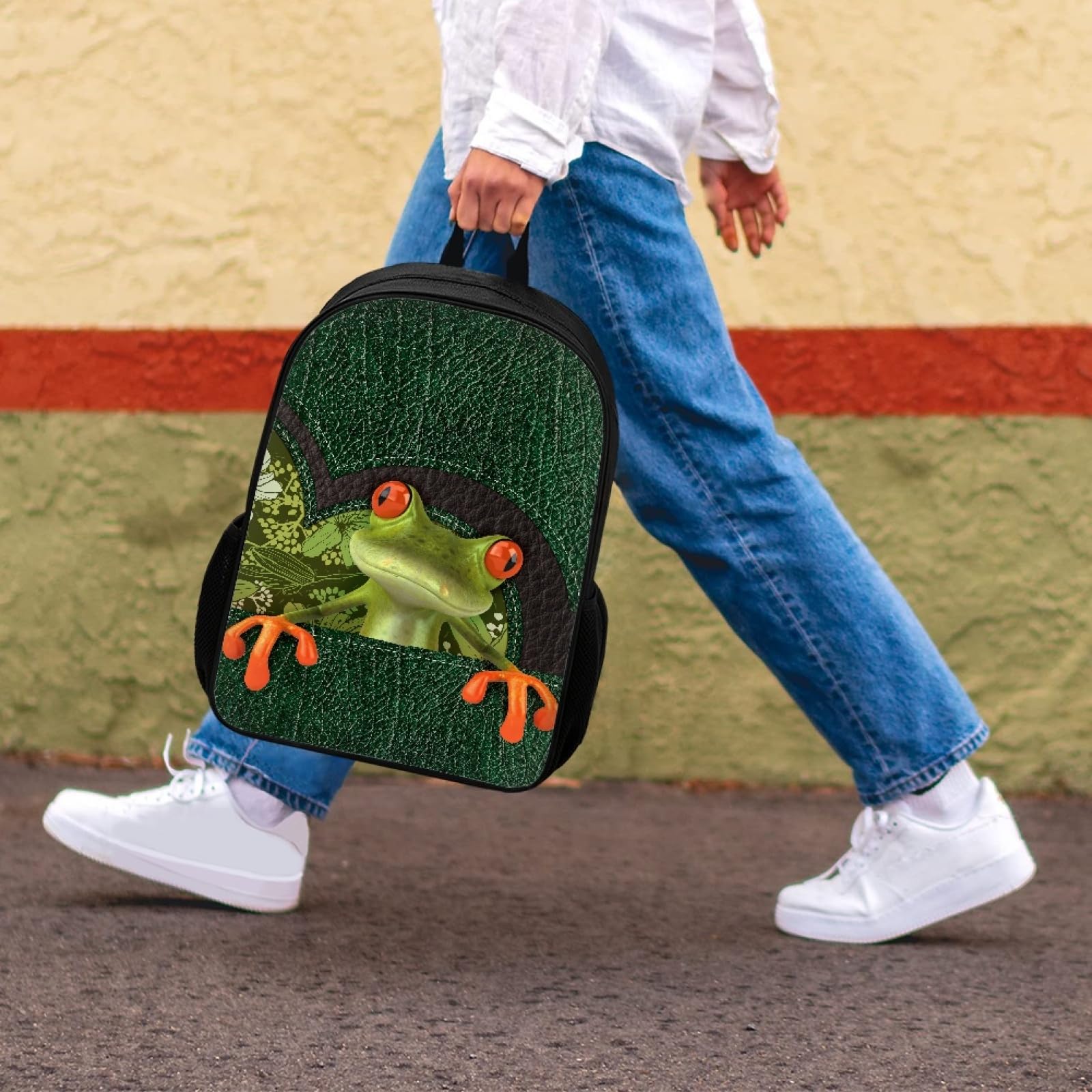 Funny Frog Print Backpack for Kids - Lightweight Elementary School Bookbag with Adjustable Straps | Perfect for School Supplies, Day Trips & Outdoor Adventures