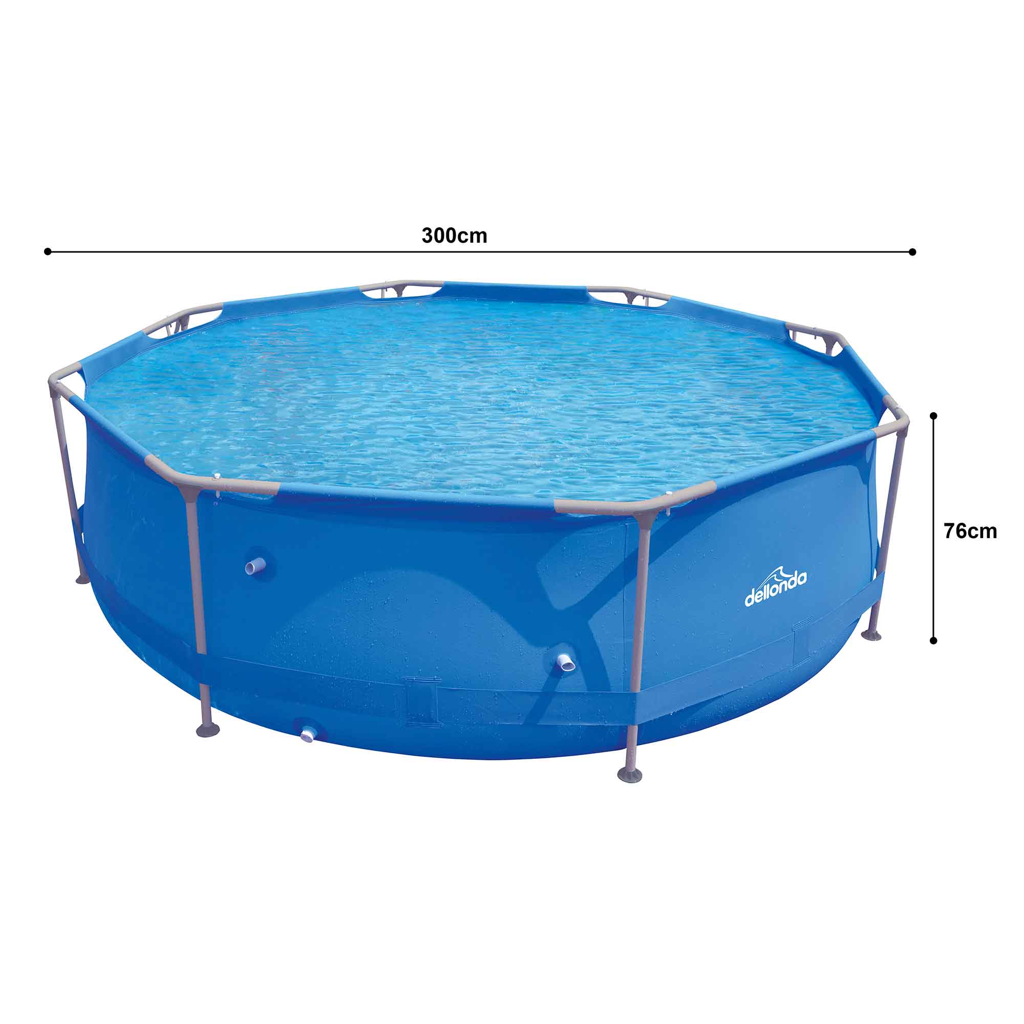 Dellonda 10ft Round Steel Frame Above Ground Swimming Pool with Filter Pump - Blue DL19 - Perfect for Backyard, Garden, and Outdoor Family Fun