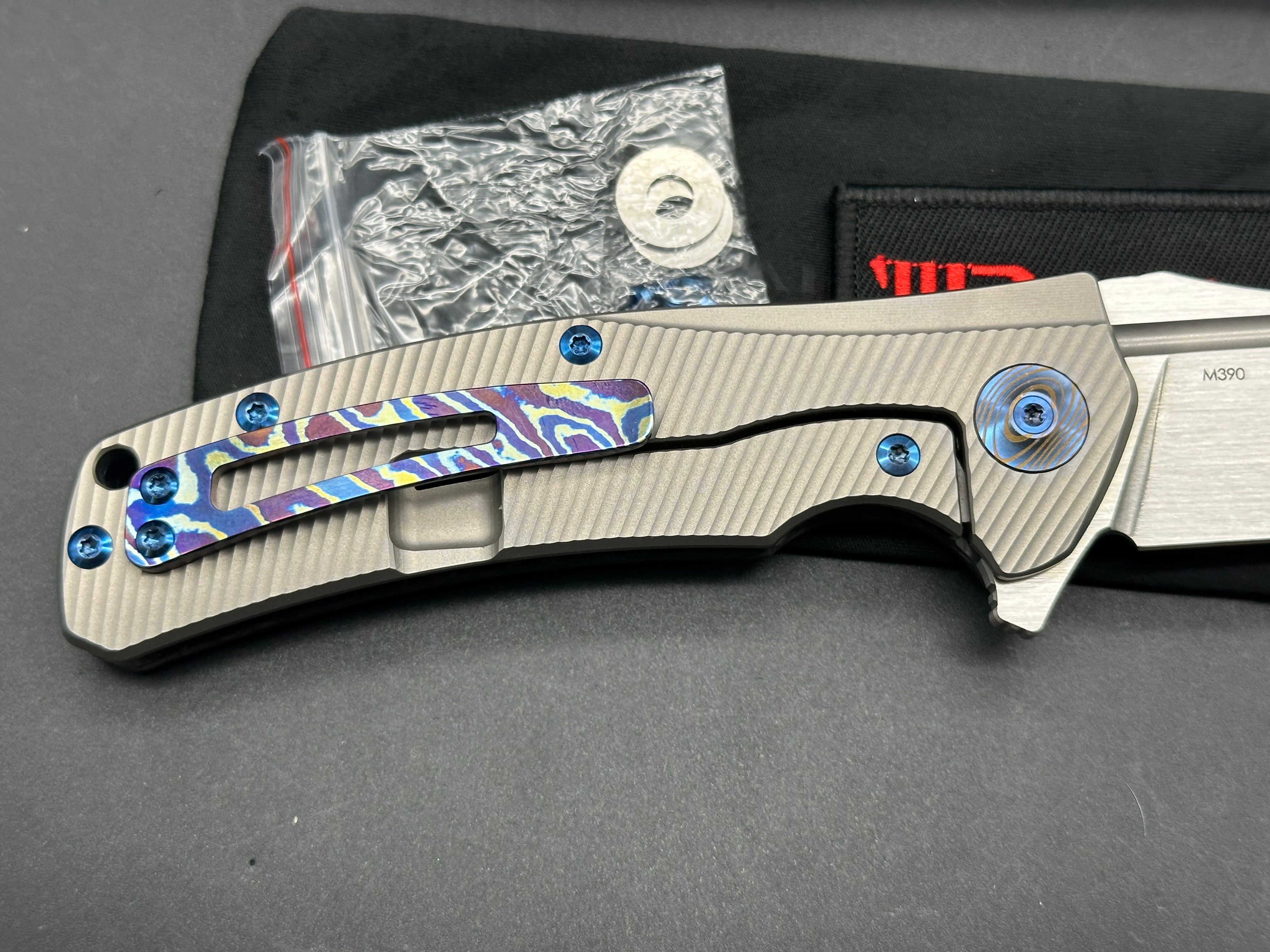 Reate Horizon D Titanium Folding Knife with Marble Carbon Fiber Scales & Real Timascus Clip - EDC, Outdoor, Camping, Survival Gear
