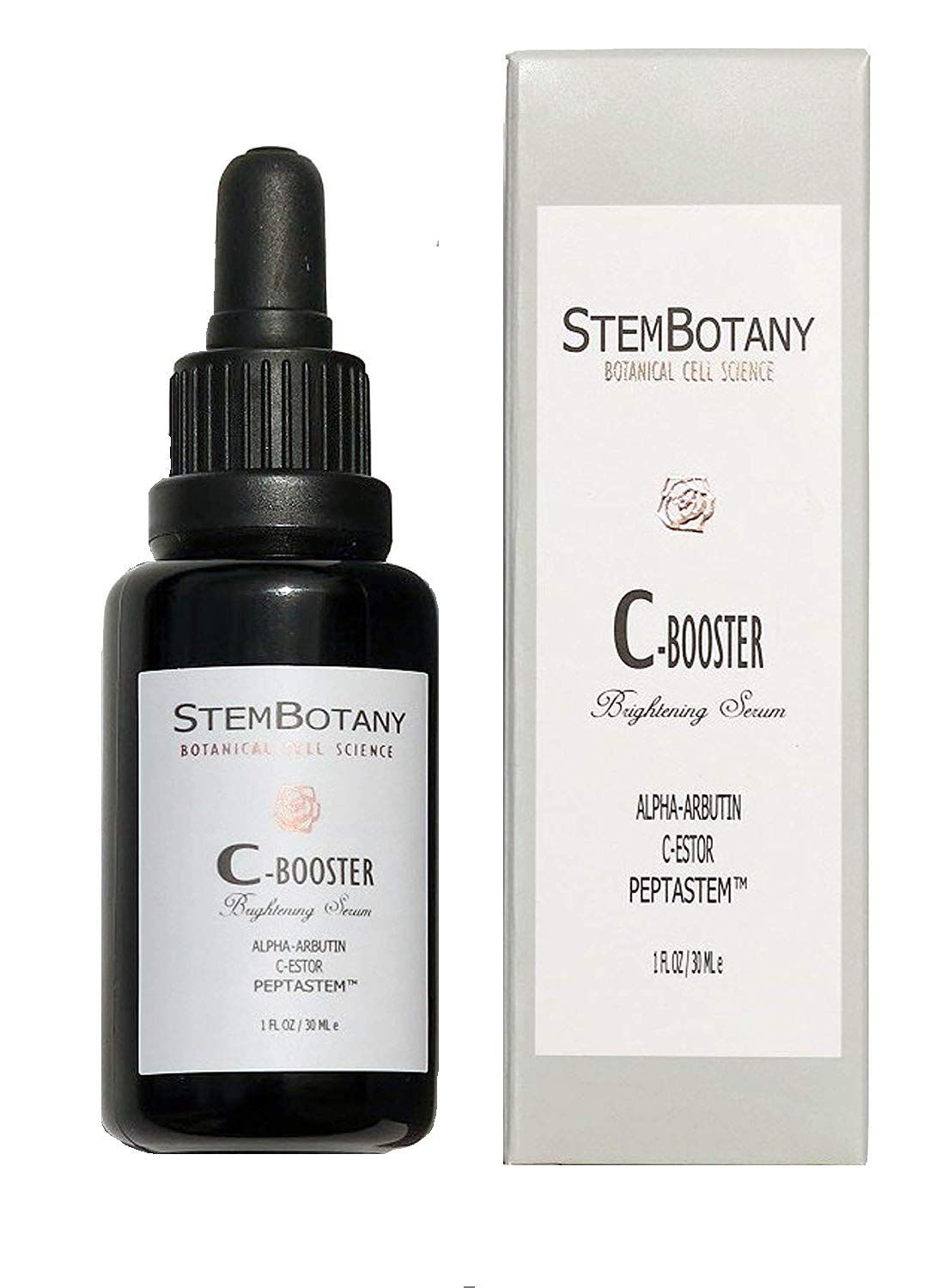 Stem Cell Vitamin C-Booster 30% Serum with C+E Ferulic Acid, C-Ester, Hyaluronic Acid & Alpha-Arbutin | Patent Pending PEPTASTEM™ (Peptides 1,5,7,8 & Orange Stem Cells) | 70% Organic Anti-Aging Face Serum for Brightening, Wrinkles & Dark Spots | Day & Night Skincare Routine
