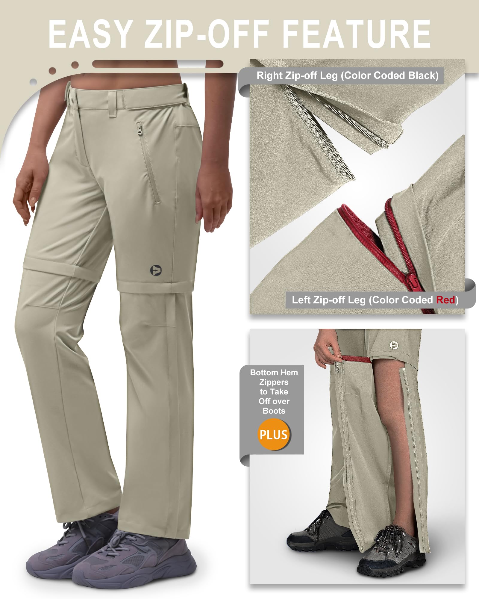Outdoor Ventures Women's Convertible Hiking Pants - Quick Dry, Lightweight, Stretch Cargo Pants with Zip-Off Legs for Hiking, Camping & Travel | Perfect for Outdoor Adventures