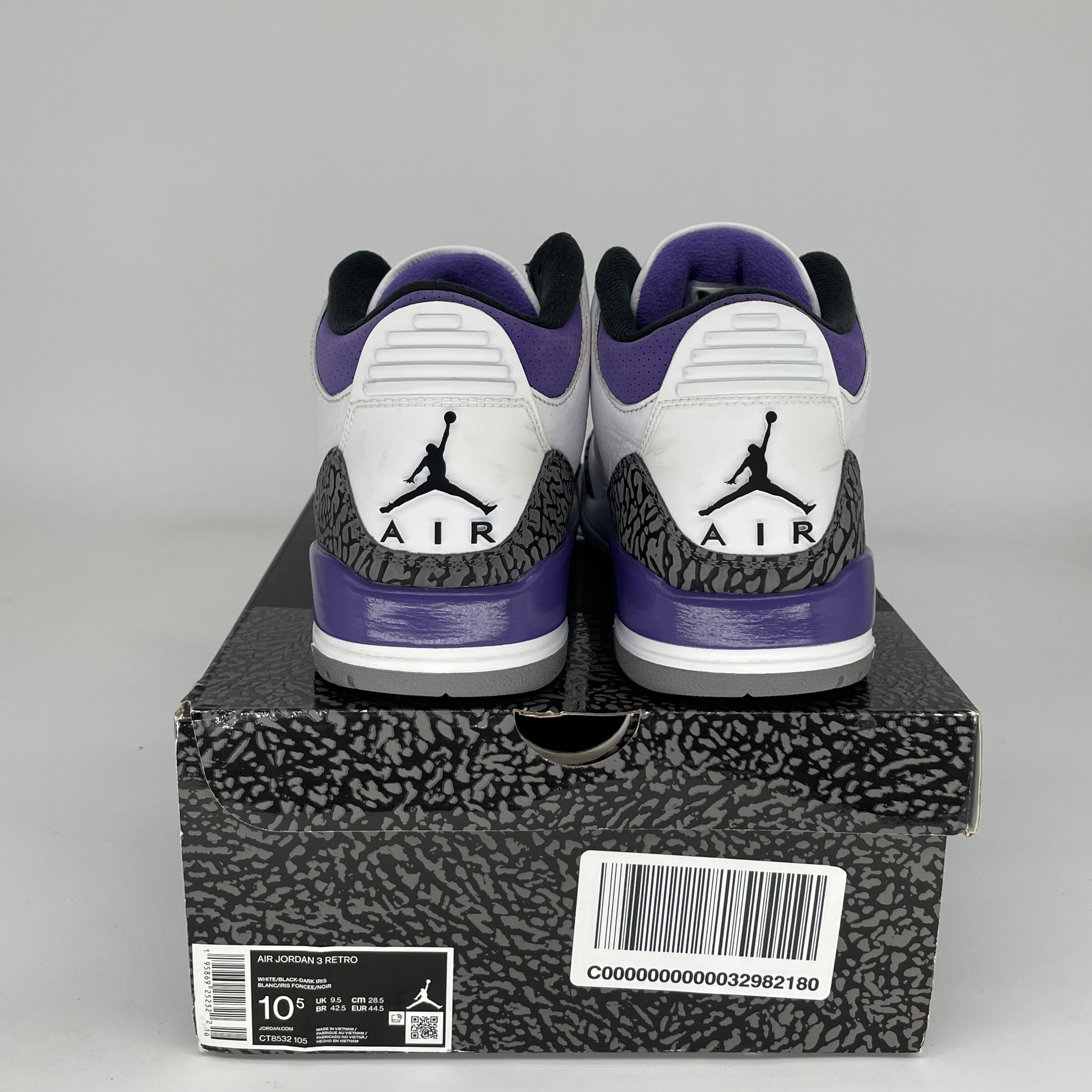 AIR JORDAN 3 DARK IRIS Men's Basketball Shoes Size 10.5 - Retro Style Sneakers for Running, Gym & Casual Wear (CT8532-105)