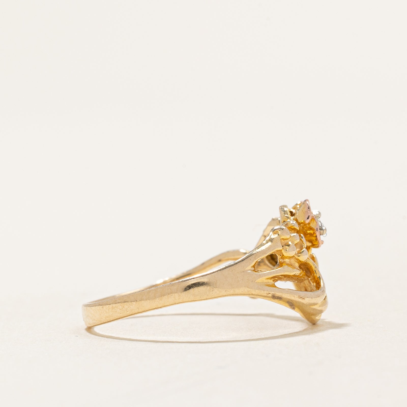 0.02ct Single Stone Diamond Floral Ring - Size 7 | Elegant Engagement, Wedding & Anniversary Gift for Women | Perfect for Proposals, Valentine's Day & Special Occasions