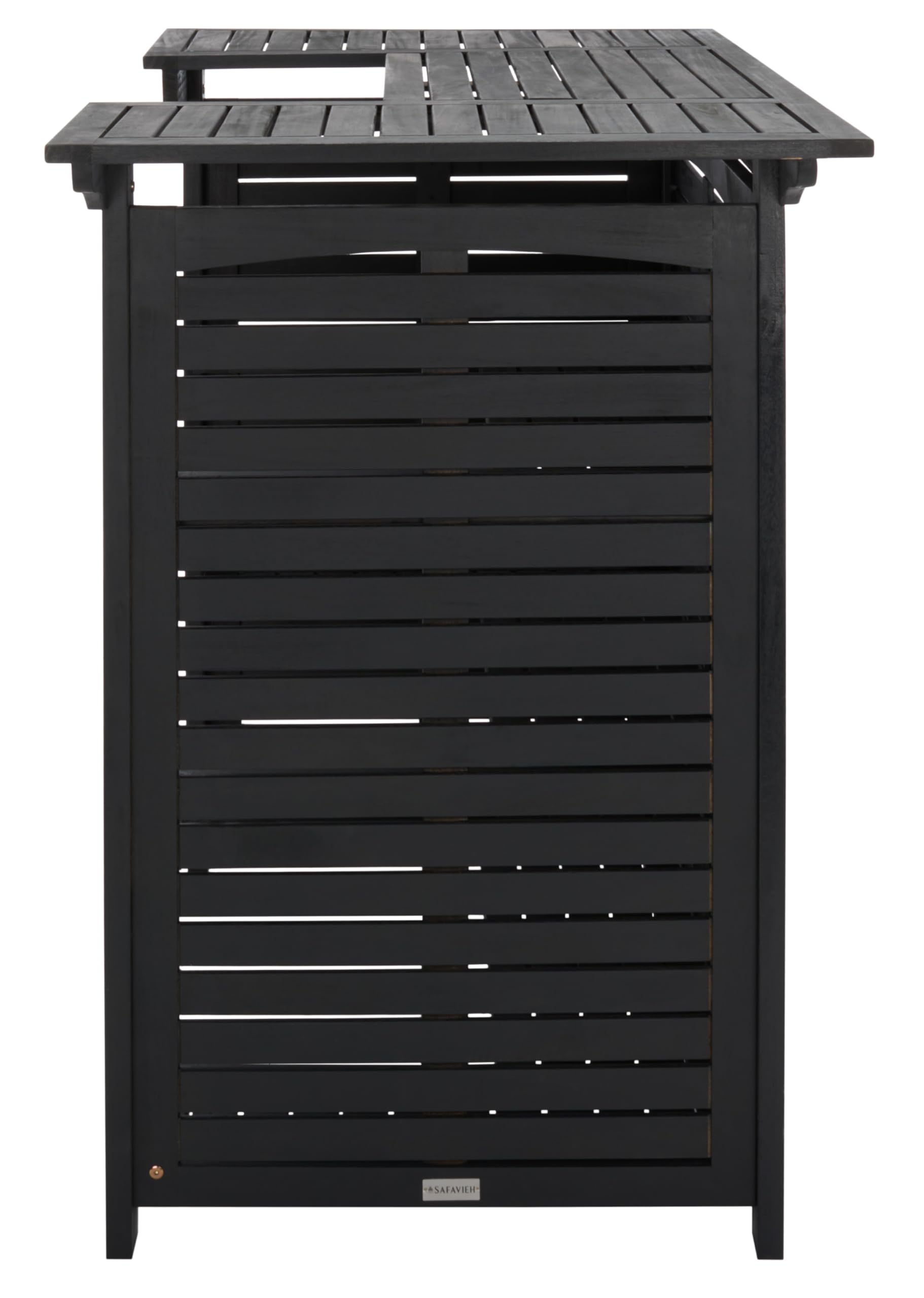 SAFAVIEH Monterey 42-inch Black Acacia Wood Outdoor Bar Table - Weather-Resistant Patio Dining & Poolside Entertaining Furniture