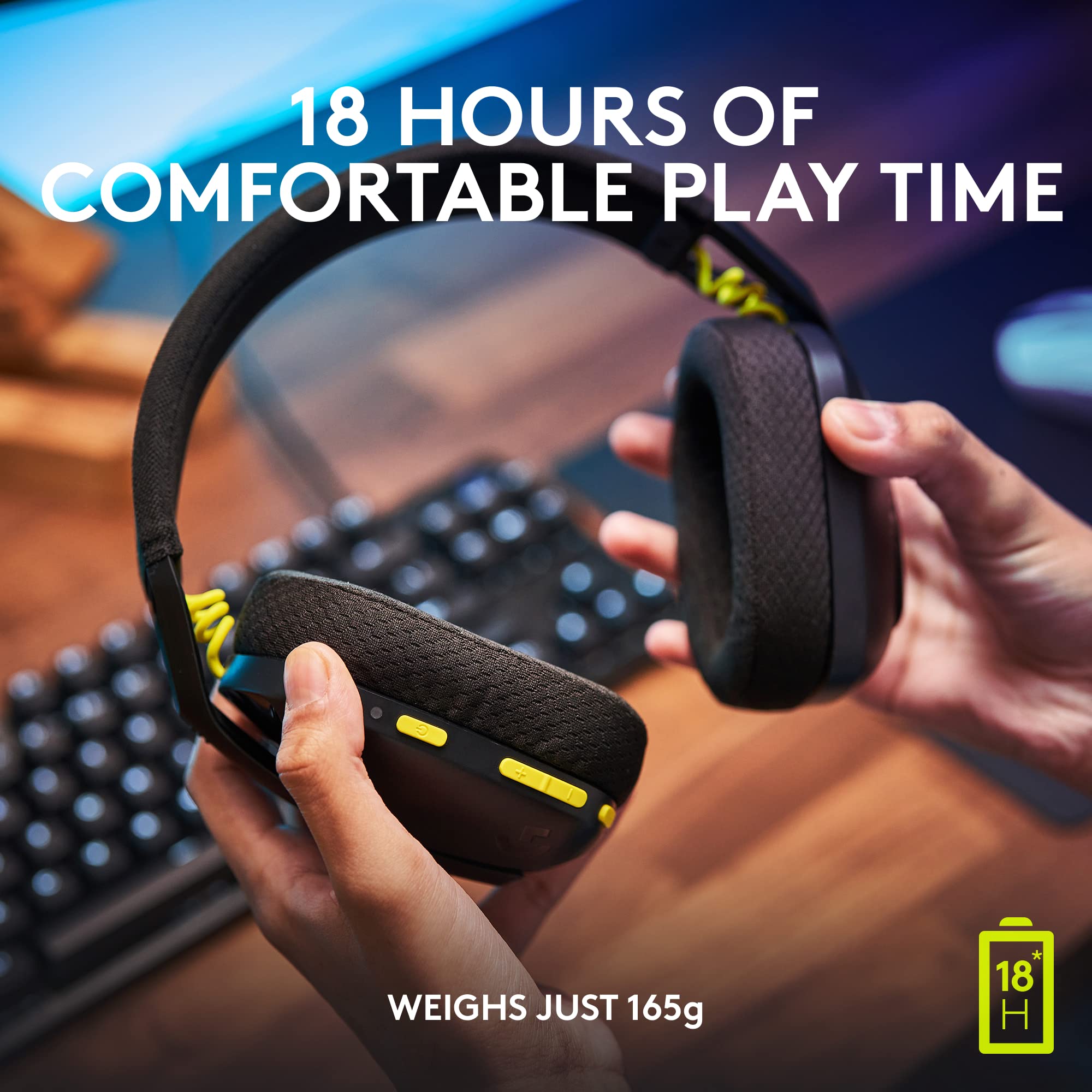 Logitech G435 LIGHTSPEED Wireless Bluetooth Gaming Headset - Lightweight Design, Built-in Dual Microphones, 18-Hour Battery Life, Dolby Atmos Support - Compatible with PC, PS4, PS5, Nintendo Switch & Mobile Devices (Black) - Perfect for Gaming, Streaming & Remote Work