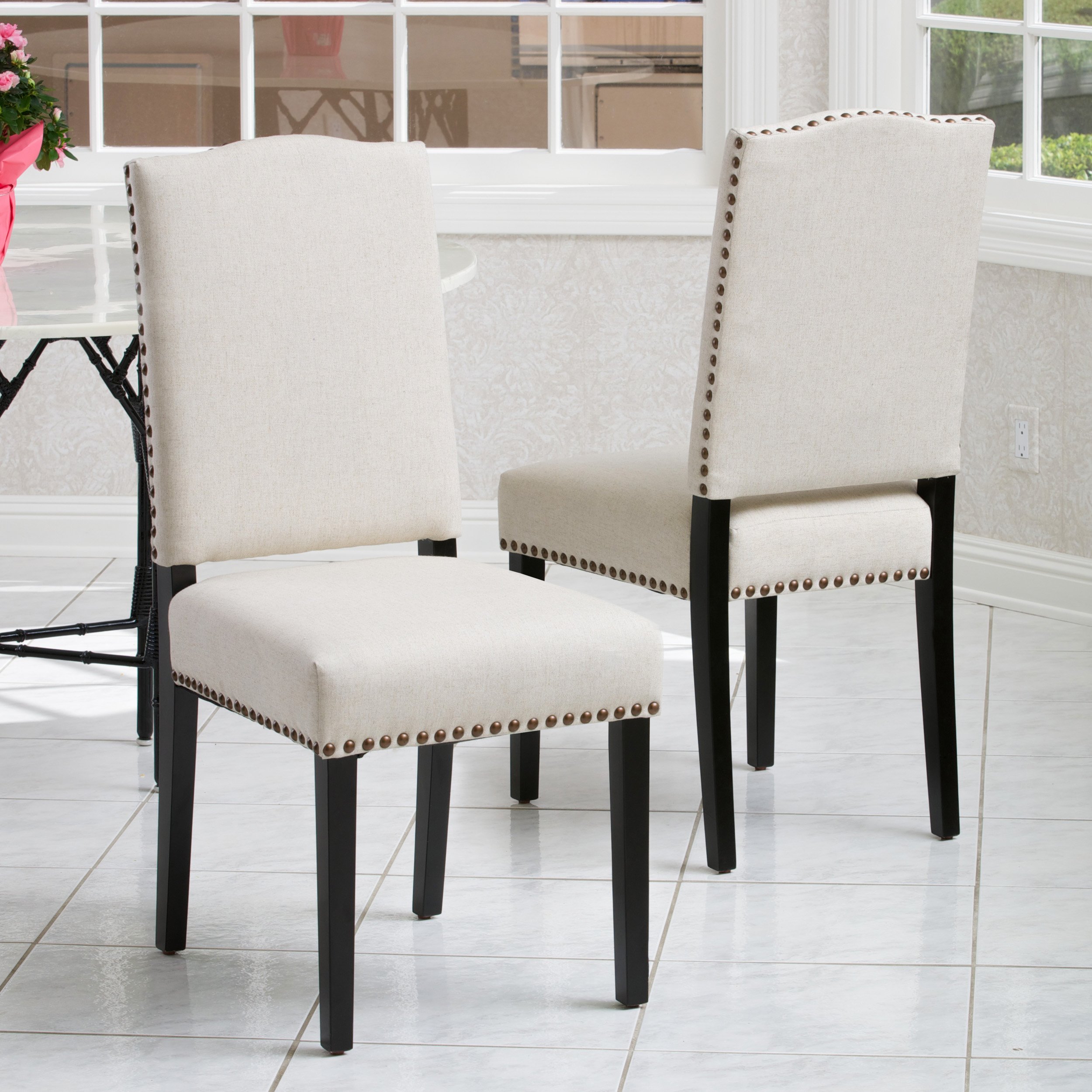 Christopher Knight Home Brunello Fabric Dining Chairs, 2-Piece Set, Off-White - Modern Kitchen & Dining Room Furniture for Home & Restaurant Use