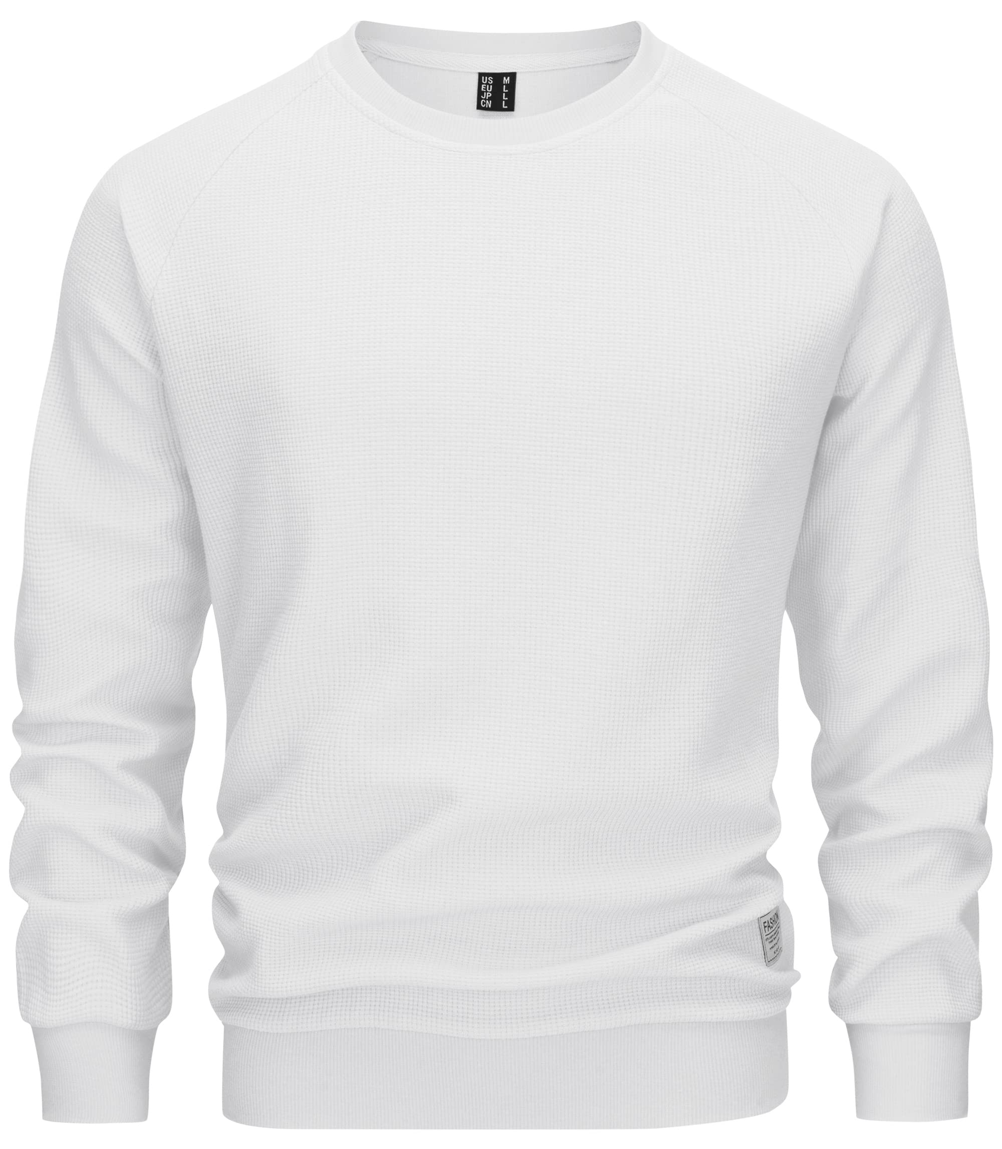 TACVASEN Men's Waffle Knit Crewneck Sweatshirt - Lightweight Long Sleeve Pullover for Casual Wear | Perfect for Outdoor Activities, Lounge & Everyday Comfort