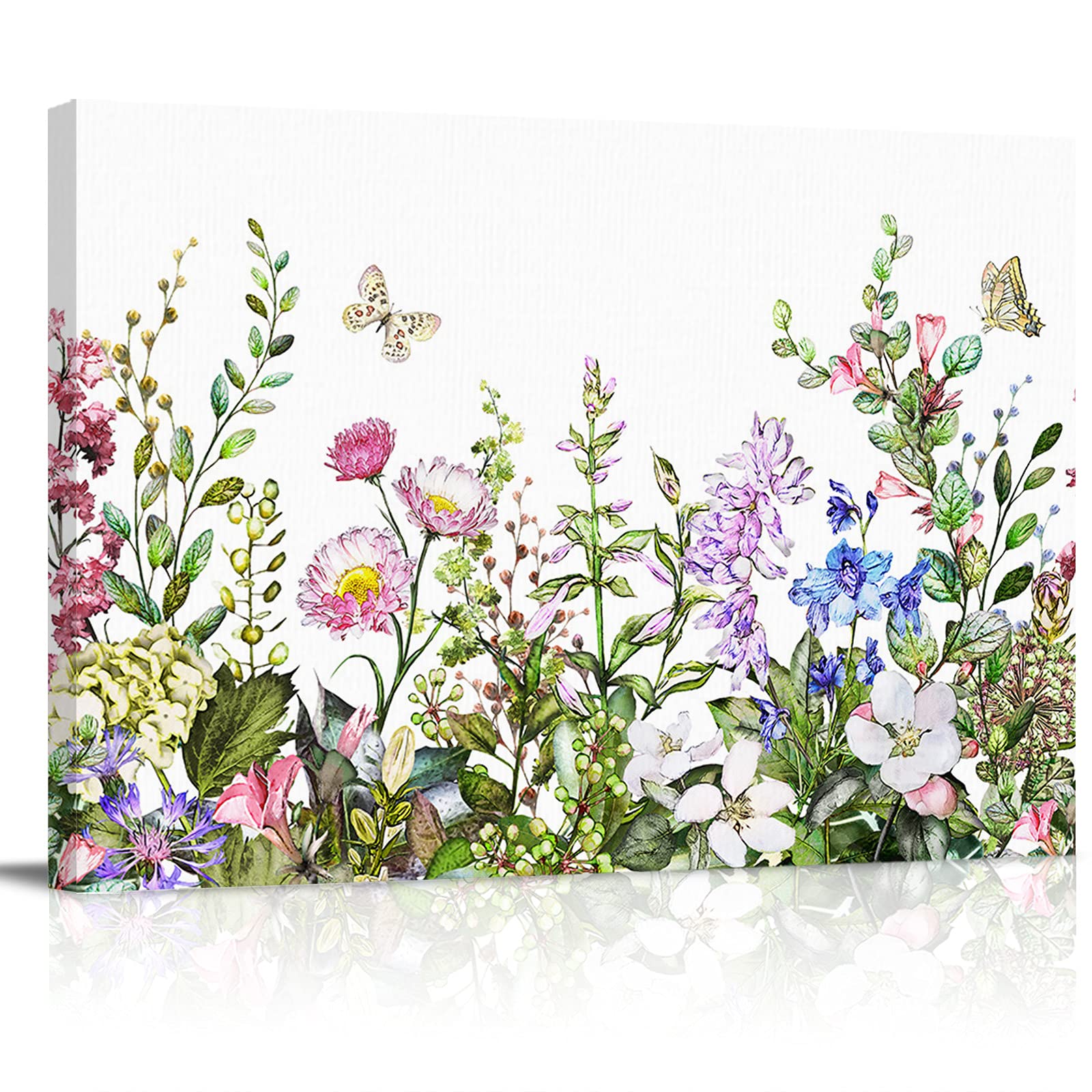 Floral Herb Watercolor Canvas Art Print - Framed Wall Decor for Bathroom, Bedroom & Kitchen - 8x12 Inch Home Decoration Painting | Perfect for Farmhouse, Cottage & Boho Interior Design