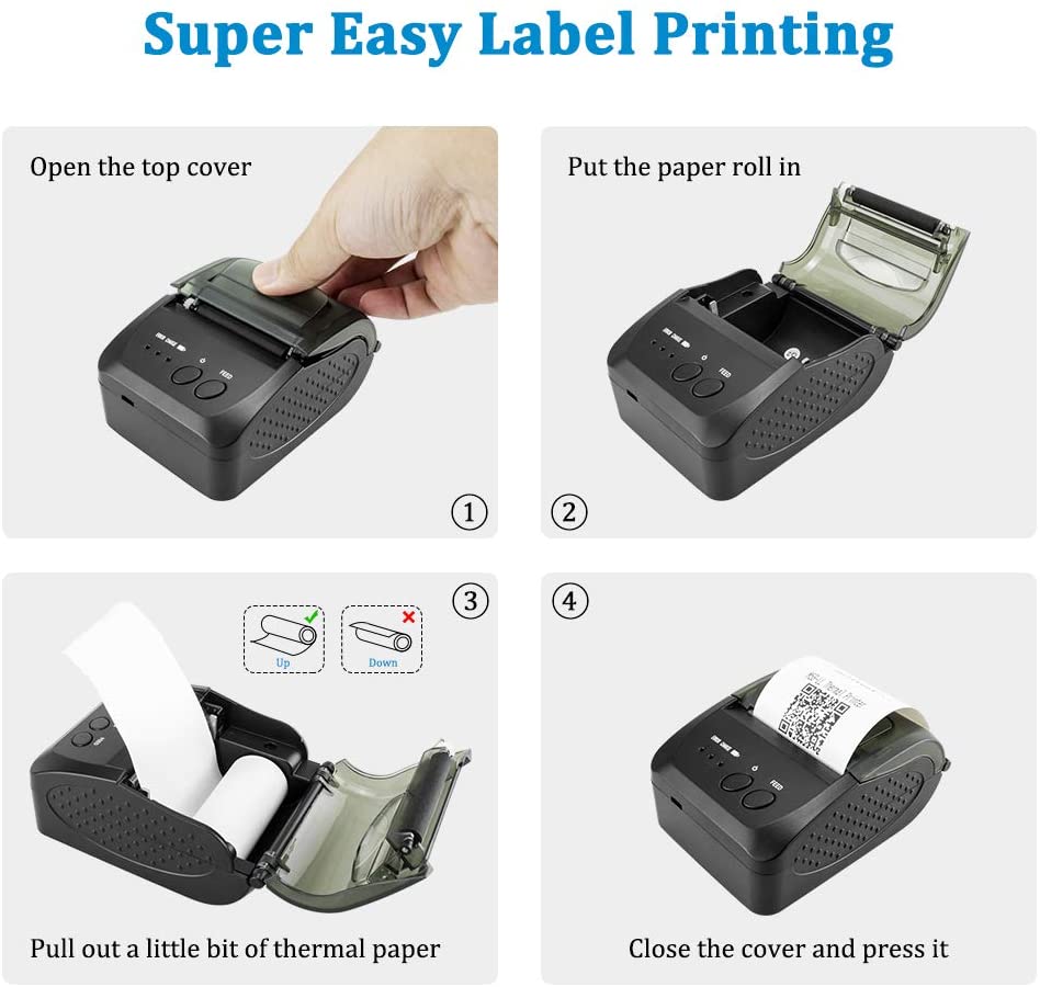NT 1809DD 58mm Thermal Printer for Receipts, Labels & Barcodes - High-Speed USB/Bluetooth POS Printing for Retail, Restaurant & Warehouse Use