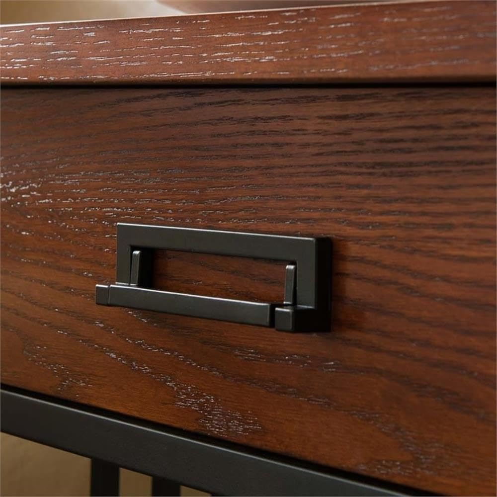 BOWERY HILL Solid Hardwood Nightstand with 1 Drawer - Mission Oak Finish for Bedroom, Living Room, or Office Storage