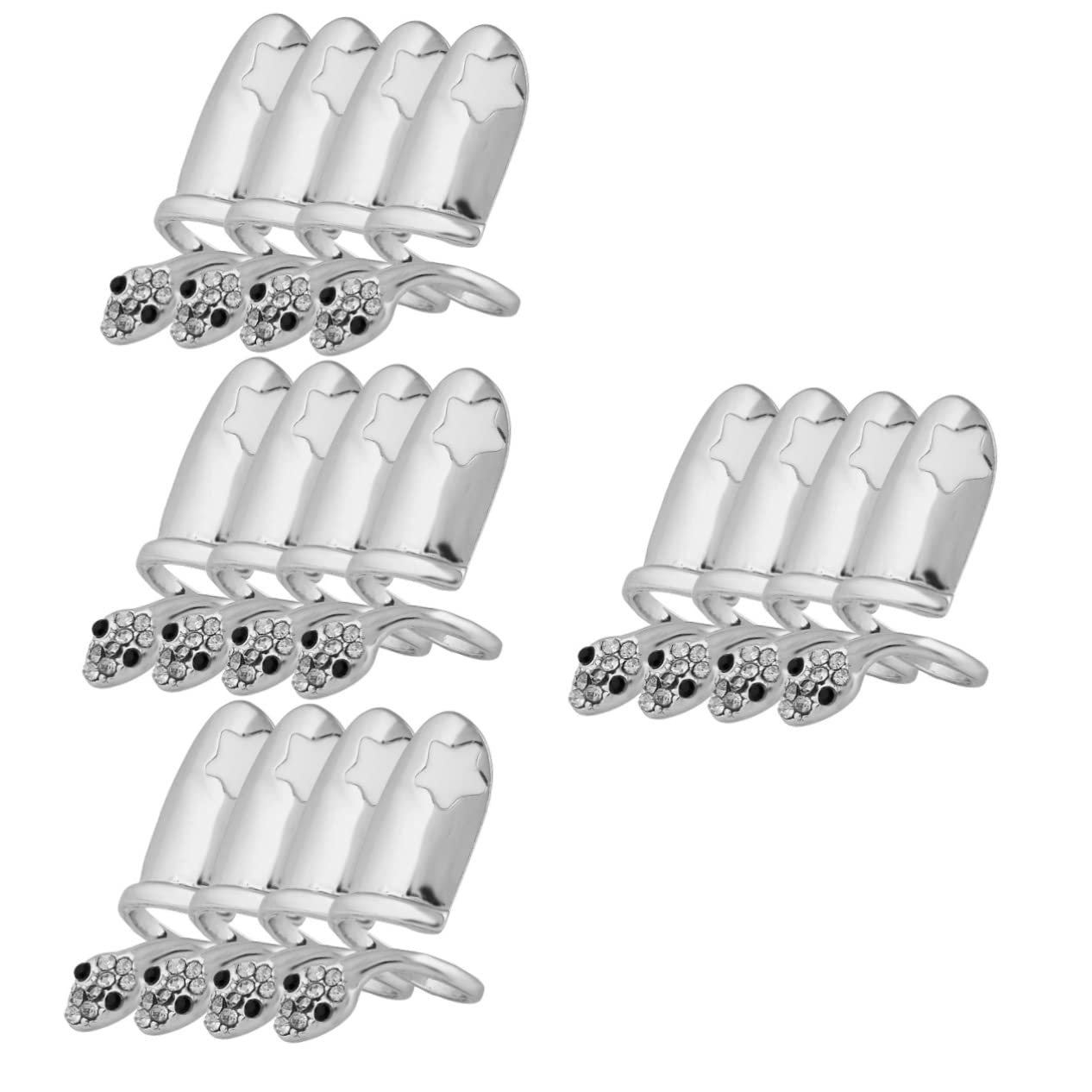 Beaupretty 16 Pcs Silver Nail Rings for Women - Elegant Nail Jewelry Set with Full Finger Covers & Nail Tip Rings - Perfect for Nail Art, Parties, Weddings and Special Occasions