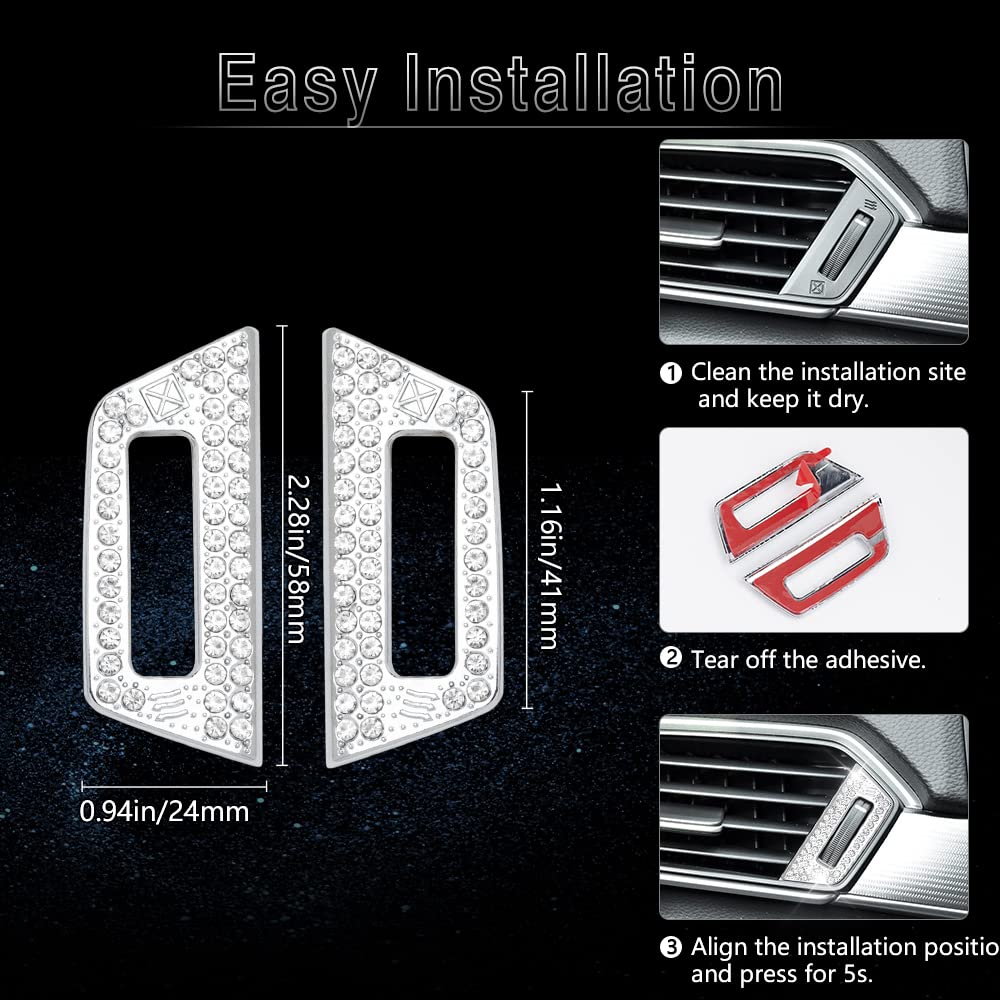 PIFOOG Rhinestone Car Vent Cover for Honda Accord 10th Gen (2018-2020) - Crystal AC Outlet Decorative Stickers | Left & Right Side Air Vent Accessories | Perfect for Customizing & Protecting Your Car Interior