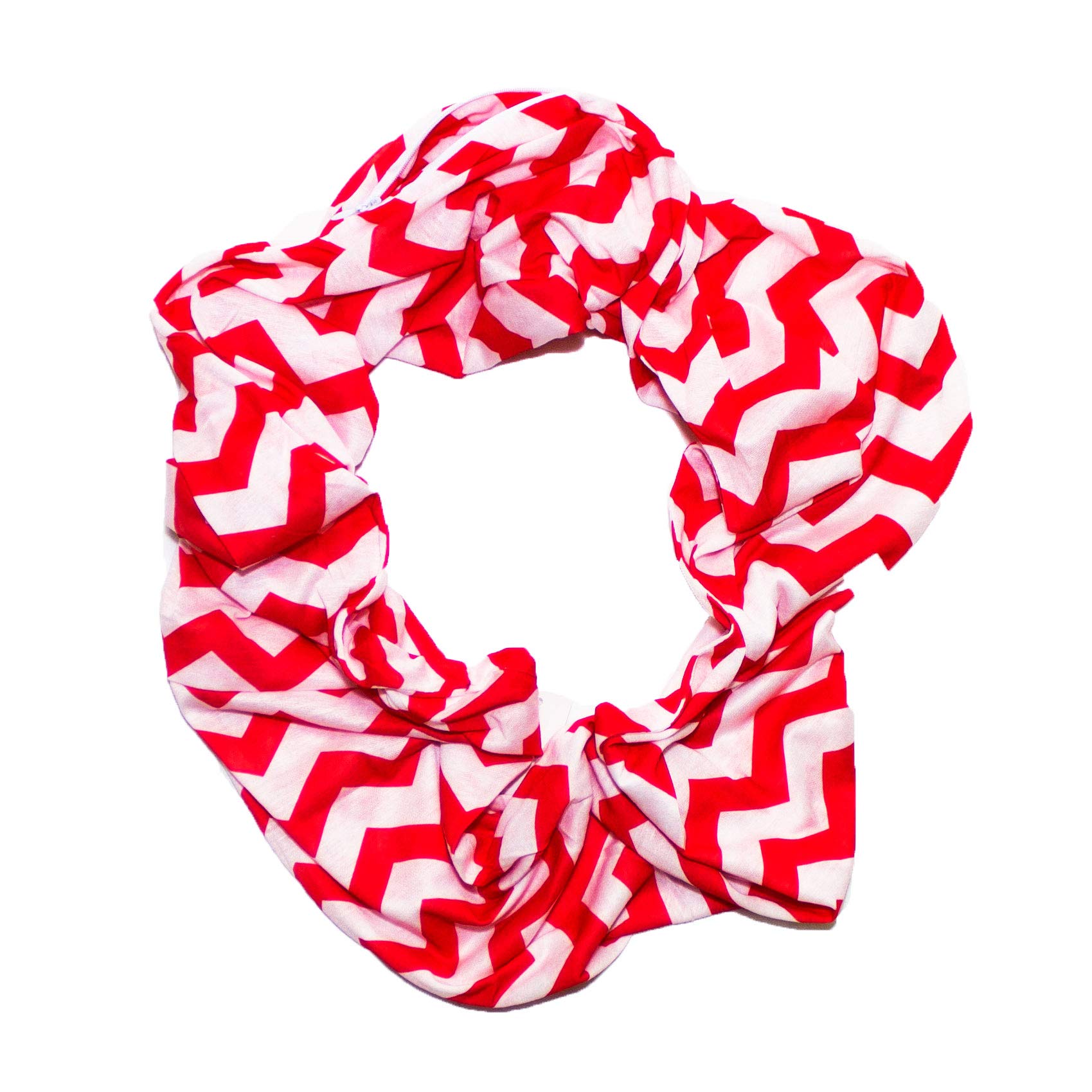 Bright Red & White Chevron Infinity Scarf - Soft Warm Winter Fashion Accessory for Women - Perfect for Office, Travel and Holiday Outfits