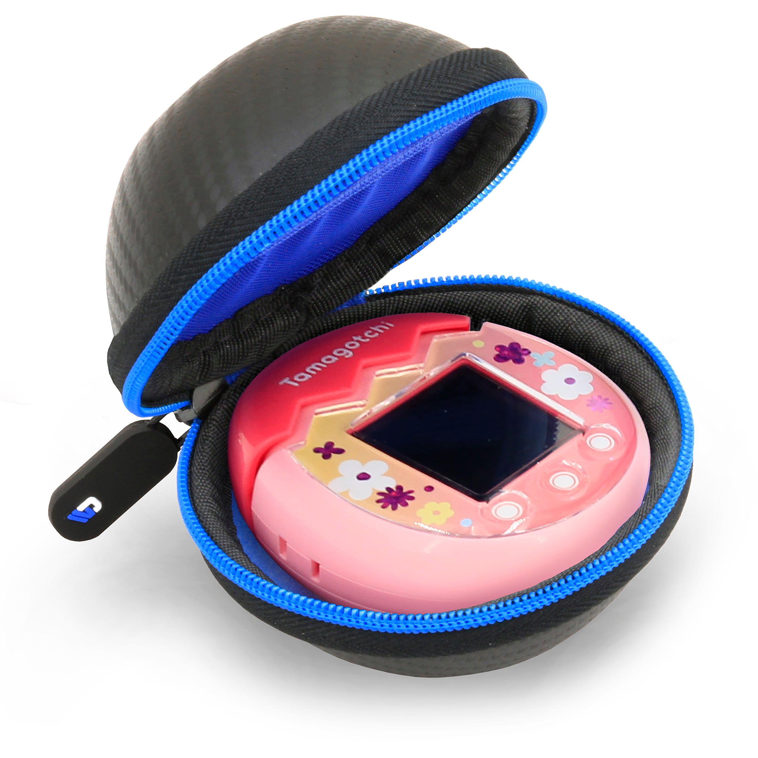 CASEMATIX Blue Protective Case for Tamagotchi Pix Camera - Durable Carry Case with Wrist Strap & Carabiner - Perfect for Virtual Pet Game Protection and On-the-Go Play