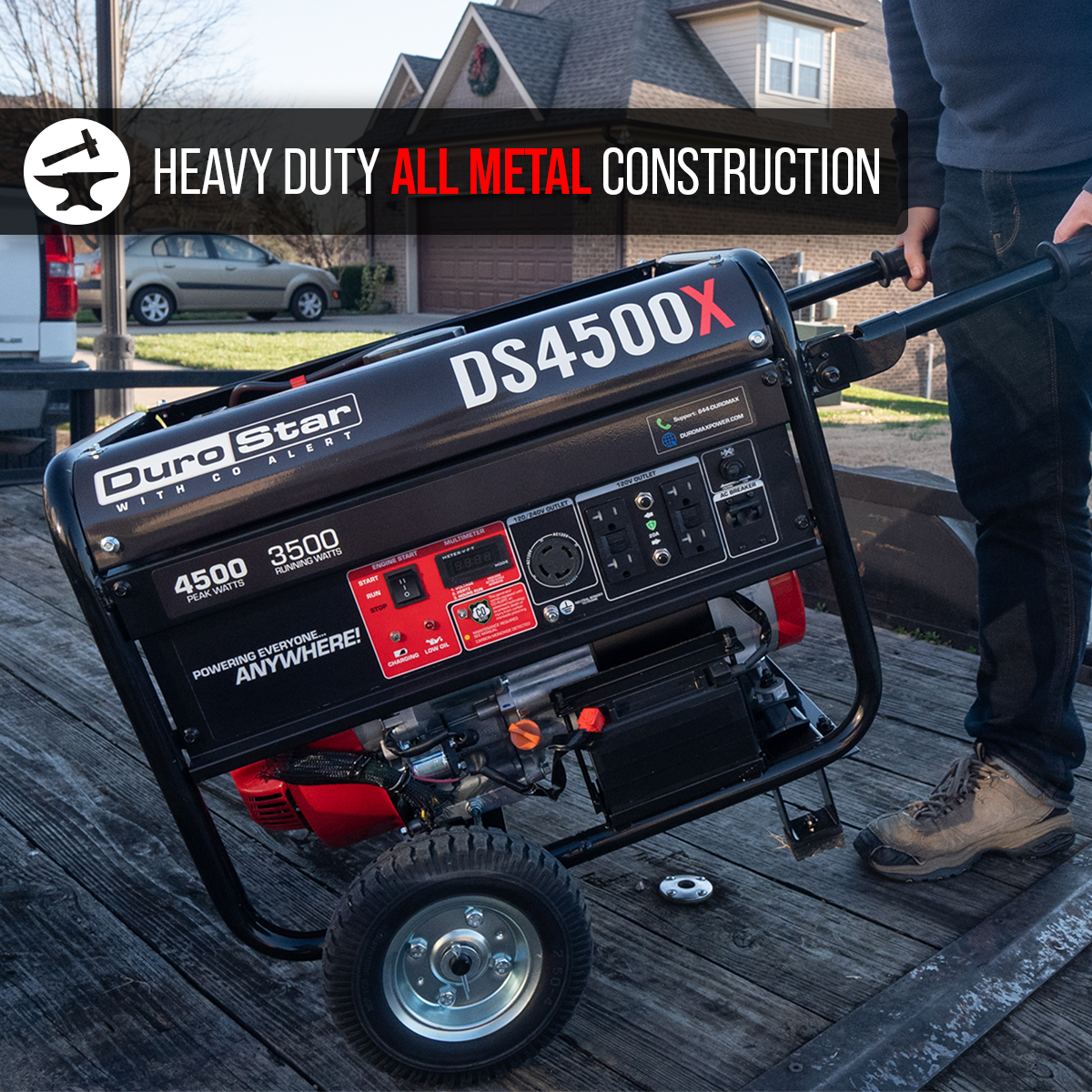 4,500 Watt Portable Gasoline Generator with CO Alert - Reliable Backup Power for Home, Camping & Emergency Use