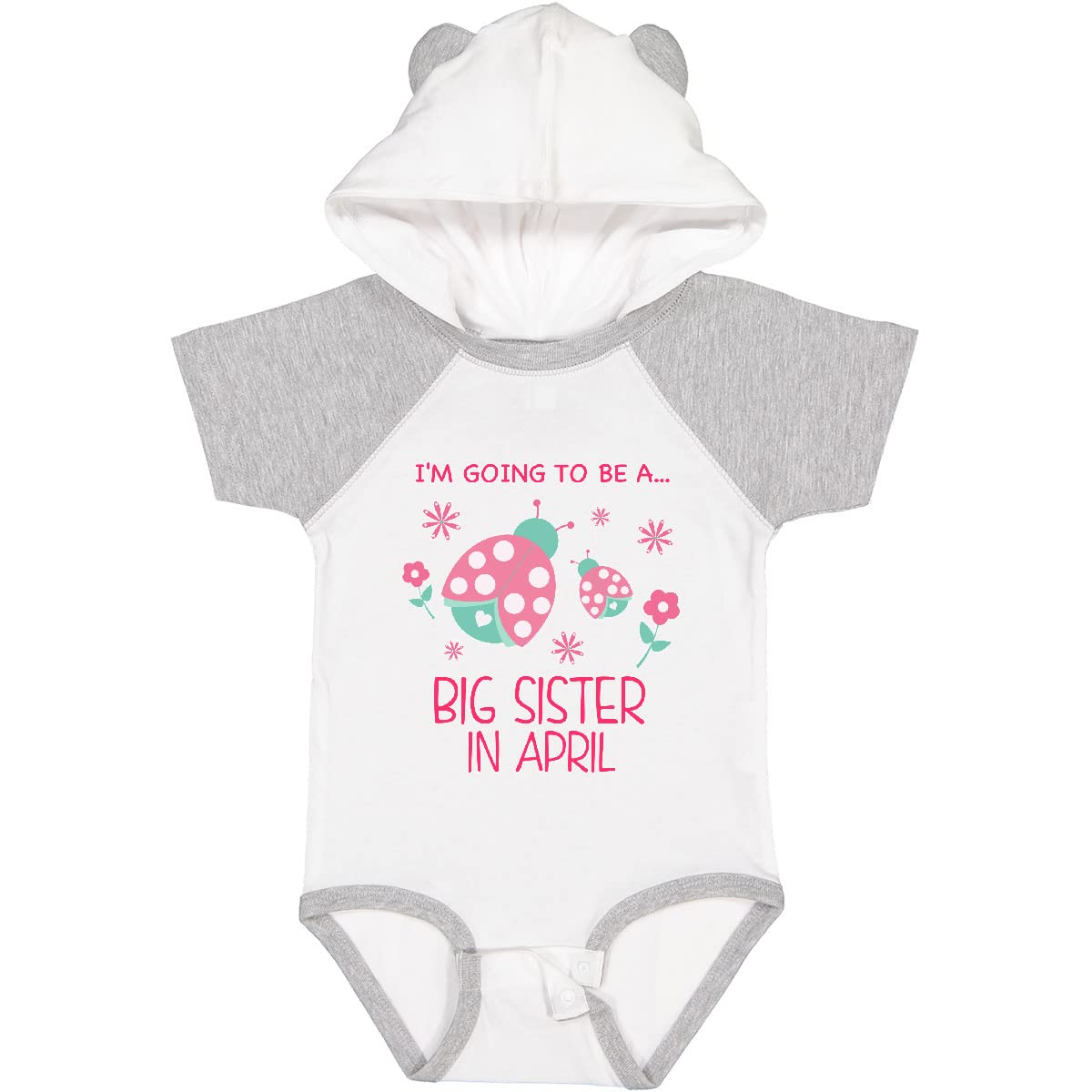 Inktastic 'I'm Going To Be a Big Sister in April' Baby Bodysuit - Soft Cotton Onesie for Newborn Announcement & Sibling Gift