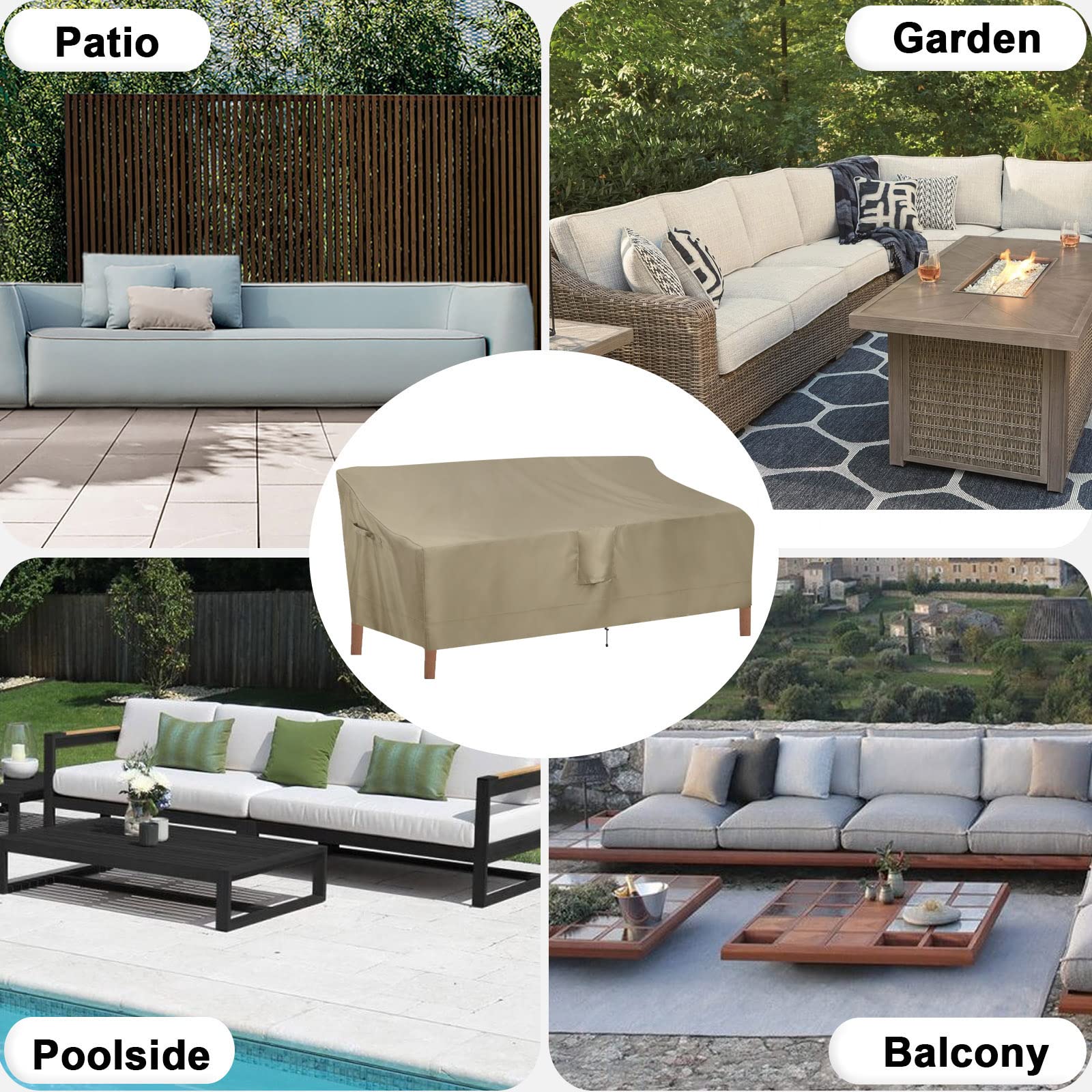 Outdoor Waterproof 4-Seater Patio Couch Cover - Heavy Duty UV Resistant Sofa Furniture Protector for Outdoor Use, Weatherproof Glider Cover 104