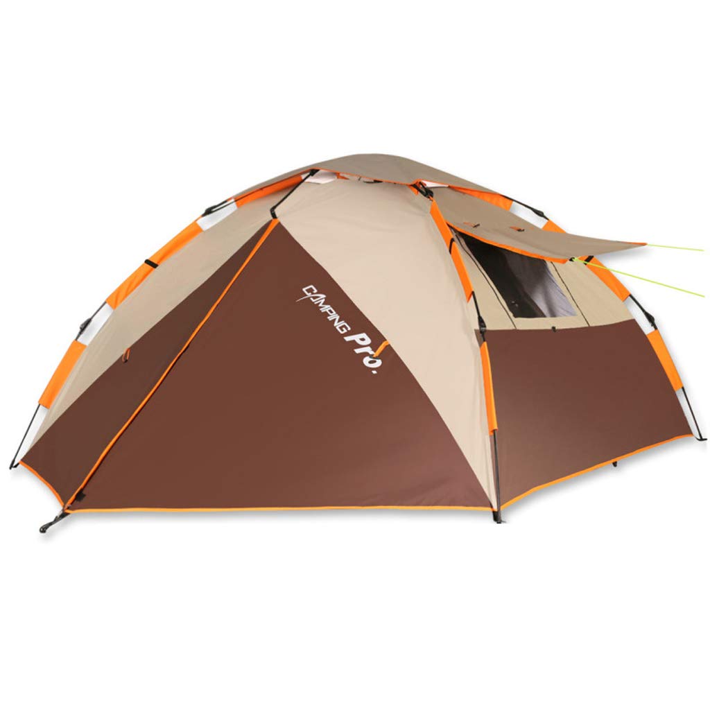 LM-BBQ Automatic Pop Up Camping Tent for 3-4 Person - 220x220x140cm Waterproof Sun Shelter with Double Rain Protection - Perfect for Outdoor Camping, Hiking, Beach & Backyard BBQ (Brown)