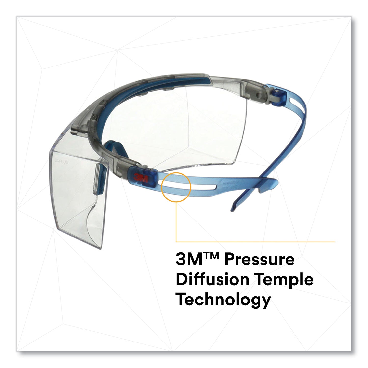 3M™ SecureFit Protective Safety Glasses 3700 OTG Series - Blue Plastic Frame with Clear Polycarbonate Lens for Construction, Lab & DIY Projects