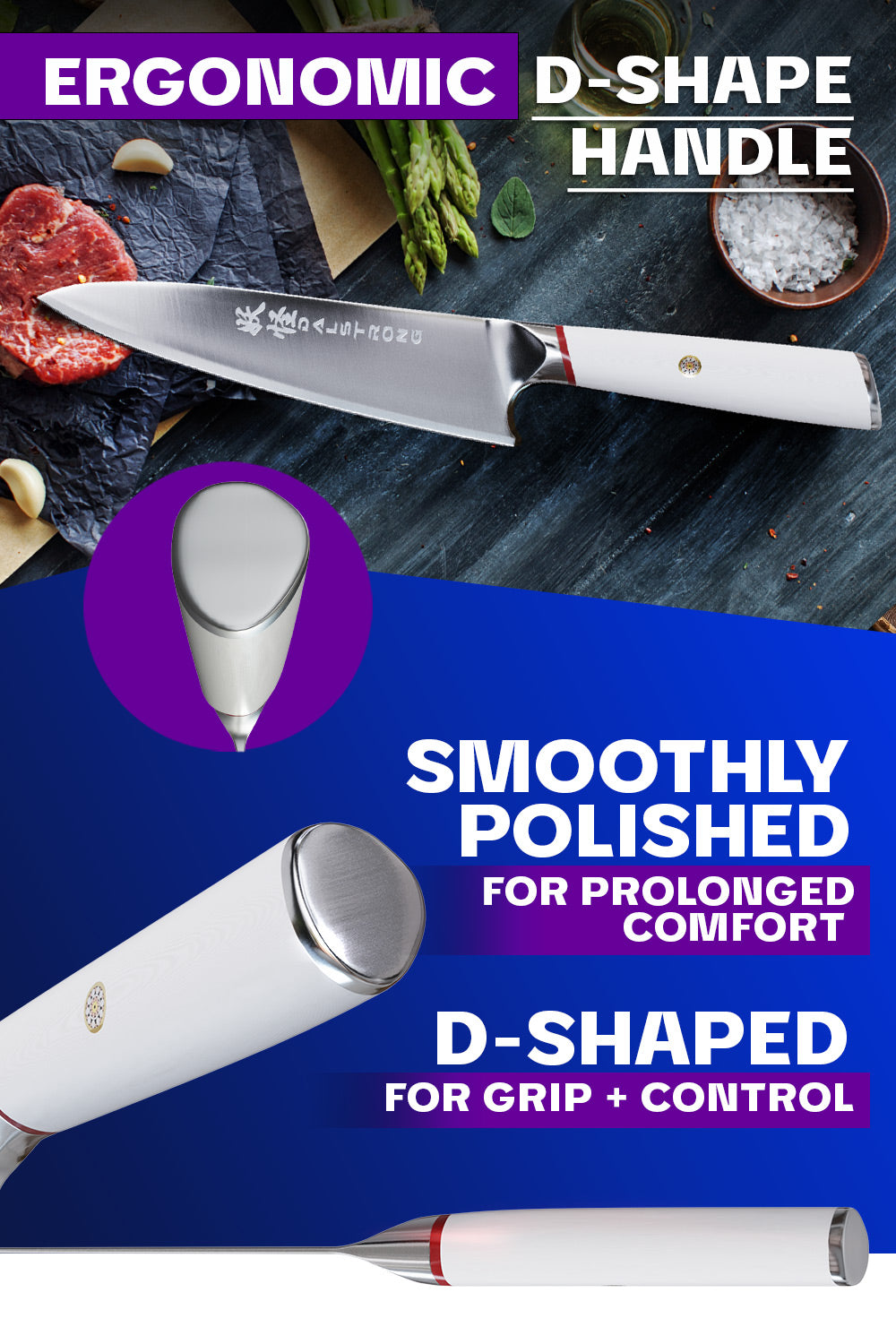 Dalstrong Phantom Series 8-Inch Chef's Knife with White G10 Handle - Professional Kitchen Knife for Precise Chopping, Slicing & Dicing - Perfect for Home Cooks & Professional Chefs