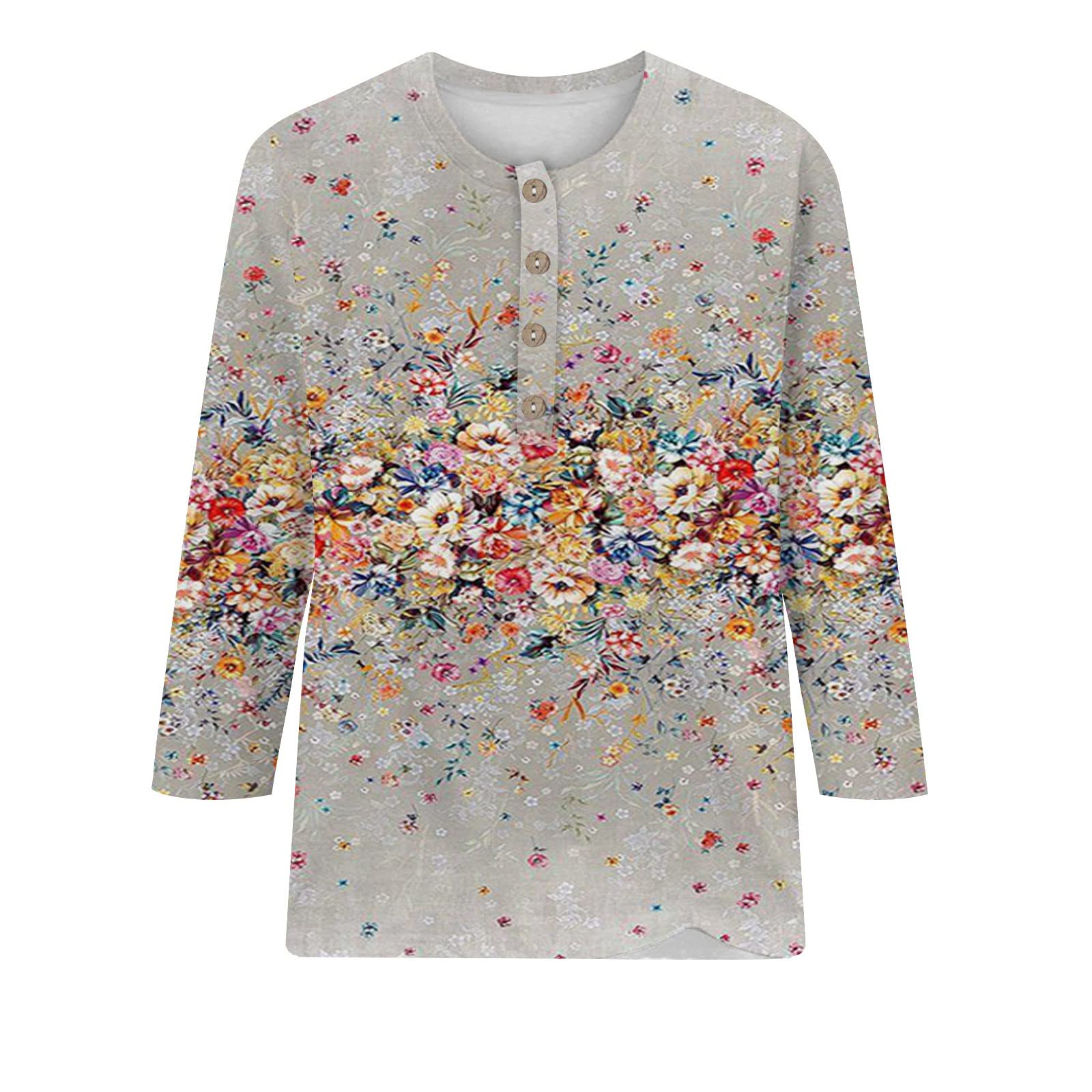 Women's 3/4 Sleeve Summer Tops - Cute Crewneck Casual Blouses with Trendy Prints | Perfect for Beach Outings, Weekend Brunch & Summer Vacations