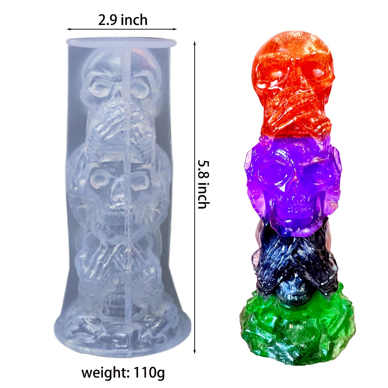 3D Skull Skeleton Silicone Molds for DIY Epoxy Resin, Handmade Soap & Aromatherapy Candles - Halloween Decor, Crafting Supplies & Home Decoration - Perfect for Spooky Parties, Gothic Decor & Creative Art Projects