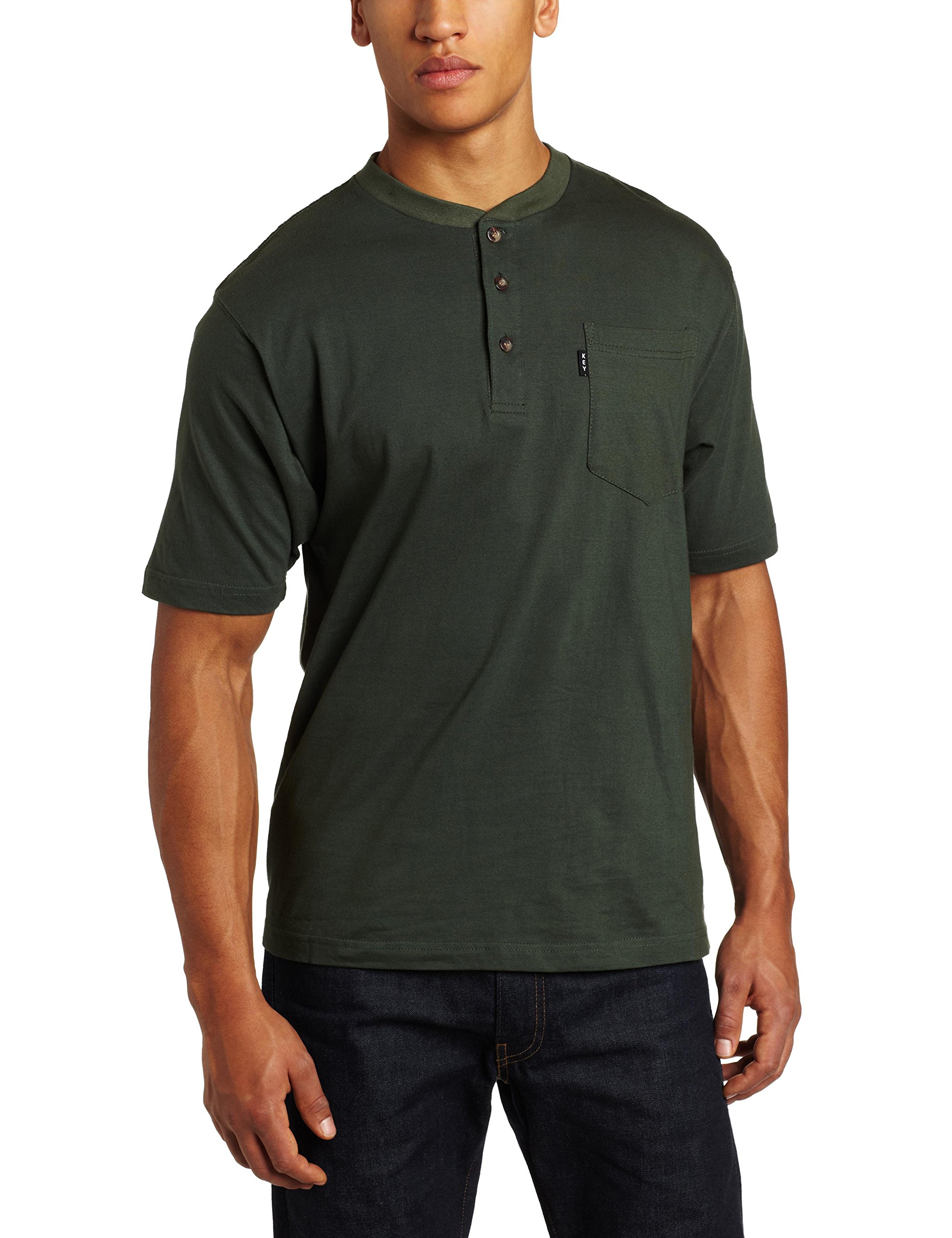 Men's Big Tall Heavyweight Henley Pocket T-Shirt for Casual Wear