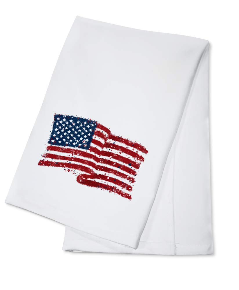 American Flag Abstract Watercolor Splatter Contour Cotton Tea Towel - 100% Cotton Decorative Hand Towel for Kitchen, Home Decor & Patriotic Gift