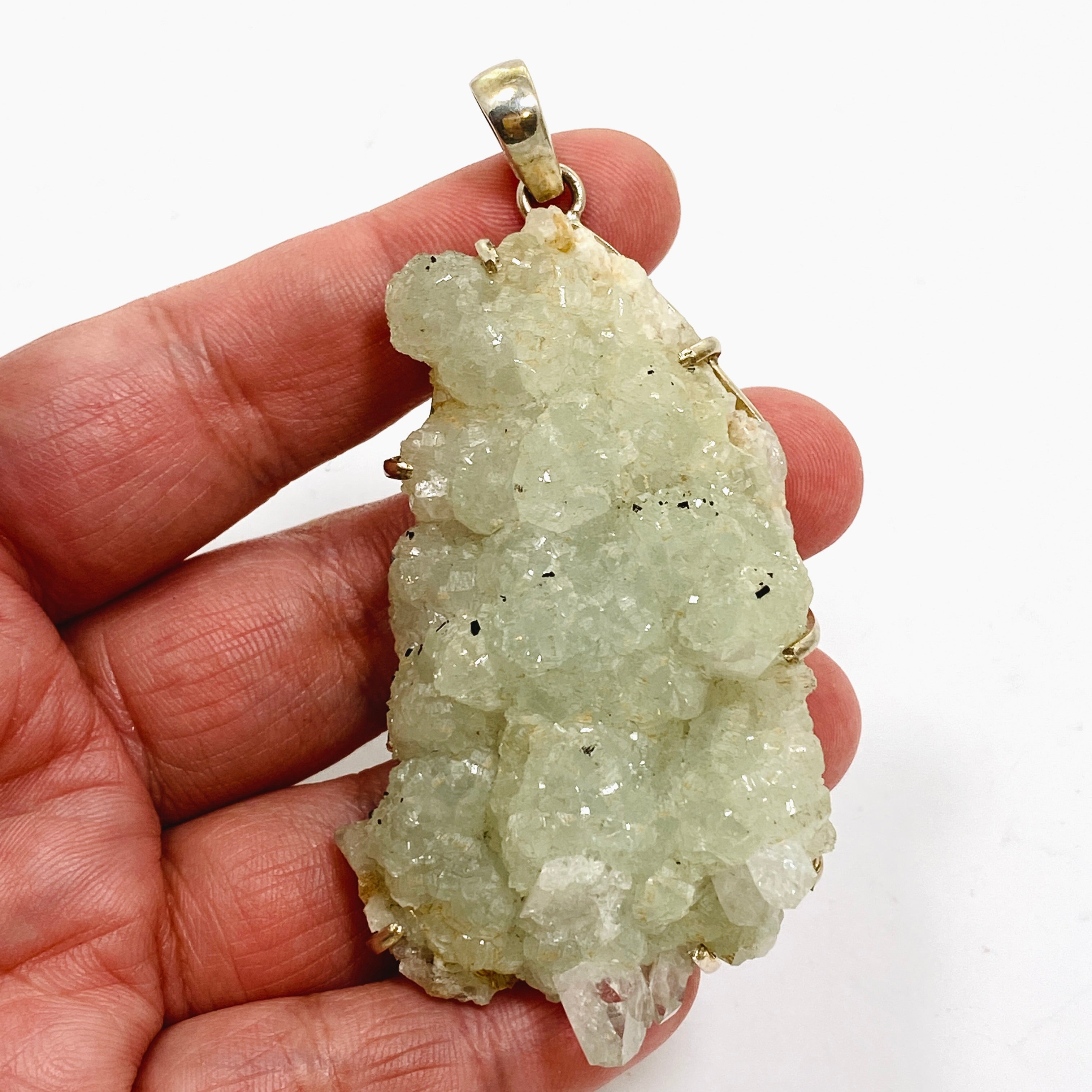 Natural Prehnite Raw Crystal Pendant Necklace - Healing Stone Jewelry for Women - Spiritual Energy & Chakra Balancing - Perfect for Meditation, Yoga & Gift Giving