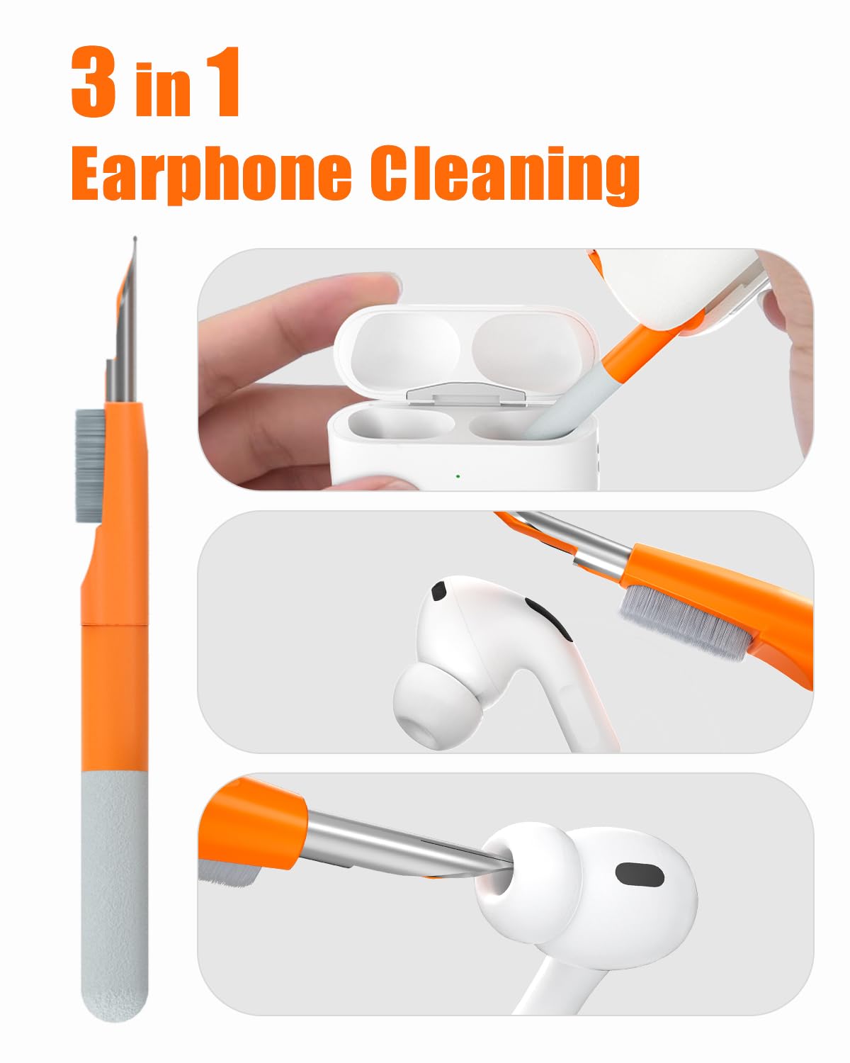 12-in-1 Keyboard Cleaner Kit with 3ml Spray Bottle - Electronics Cleaning Brush Tool for Computer, PC Monitor, TV & Camera Lens - Compact & Patented (Orange) - Perfect for Office, Home & Travel Use