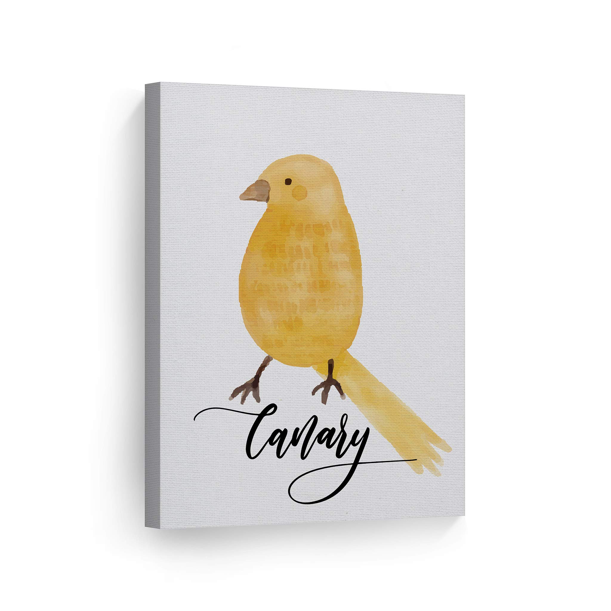 Cute Canary Watercolor Painting on White Background - 36x24 Canvas Print for Kids Room, Nursery & Baby Room Decor | Ready to Hang Wall Art | Made in USA | Perfect for Children's Bedroom, Playroom & Daycare Decor