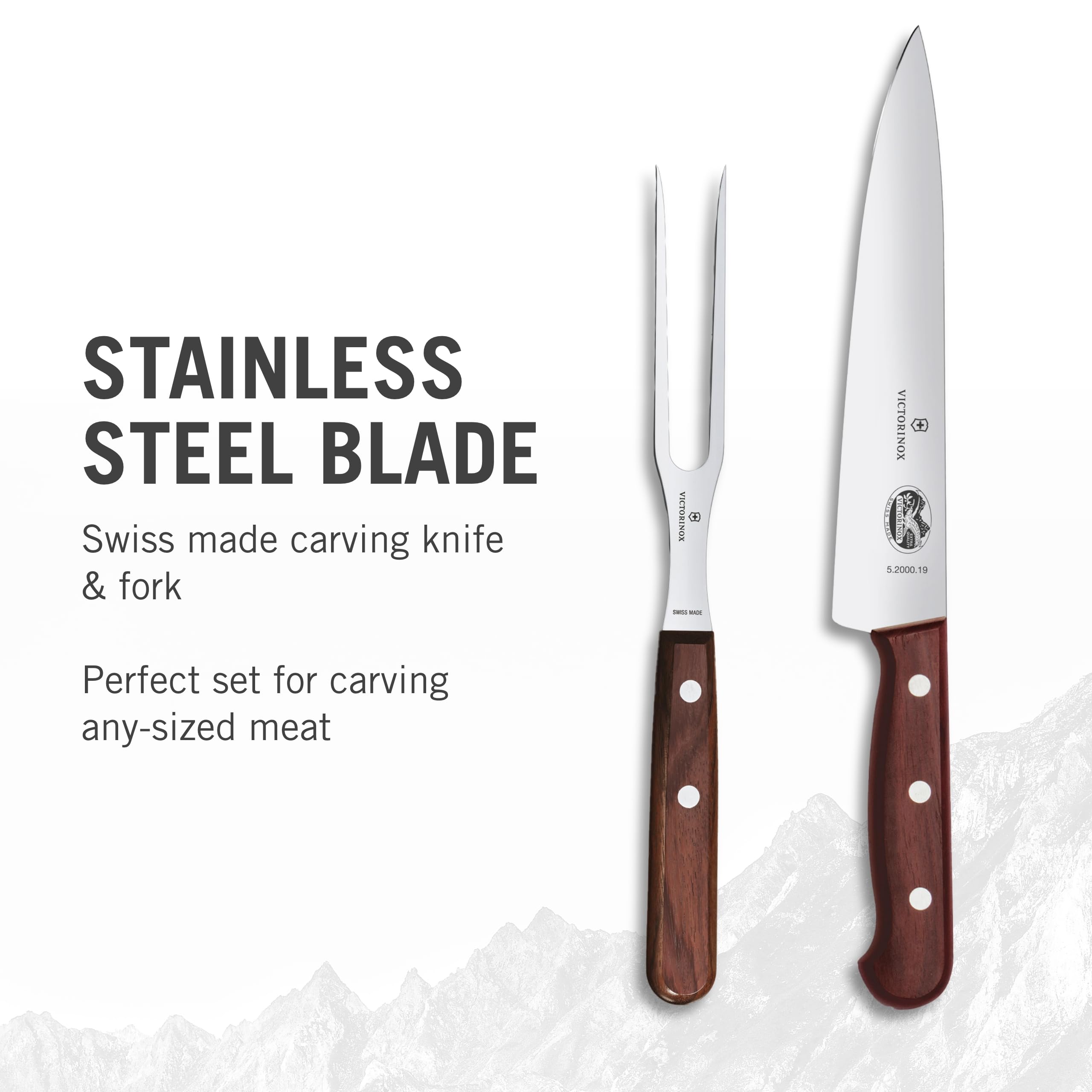 Victorinox 2-Piece Carving Set with Chef's Knife & Carving Fork - Premium Wooden Handle Kitchen Knives for Meat Carving & Slicing - Perfect for Thanksgiving Turkey, Holiday Roasts & Home Cooking