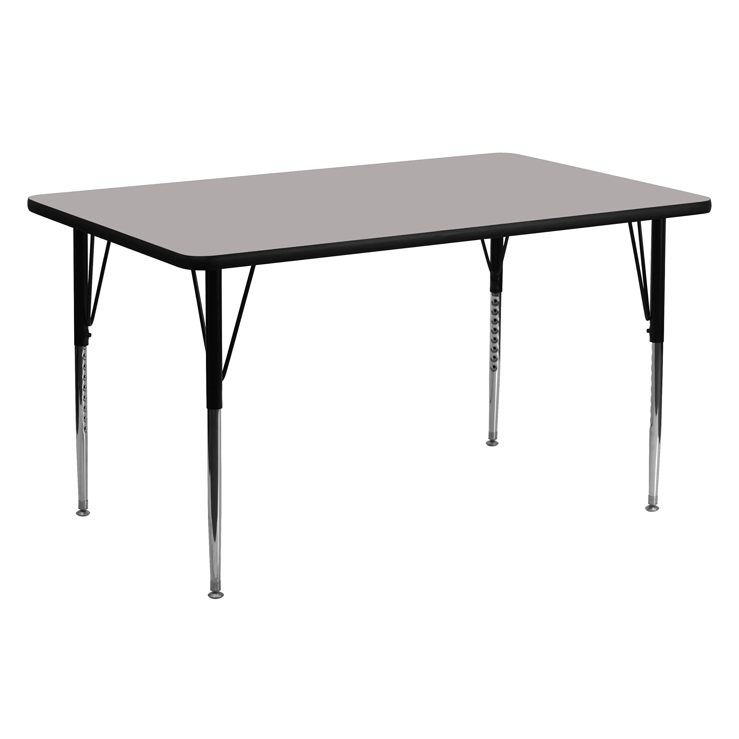 EMMA + OLIVER 24x60 Inch Grey HP Laminate Adjustable Activity Table - Perfect for Classrooms, Offices, and Home Study Spaces