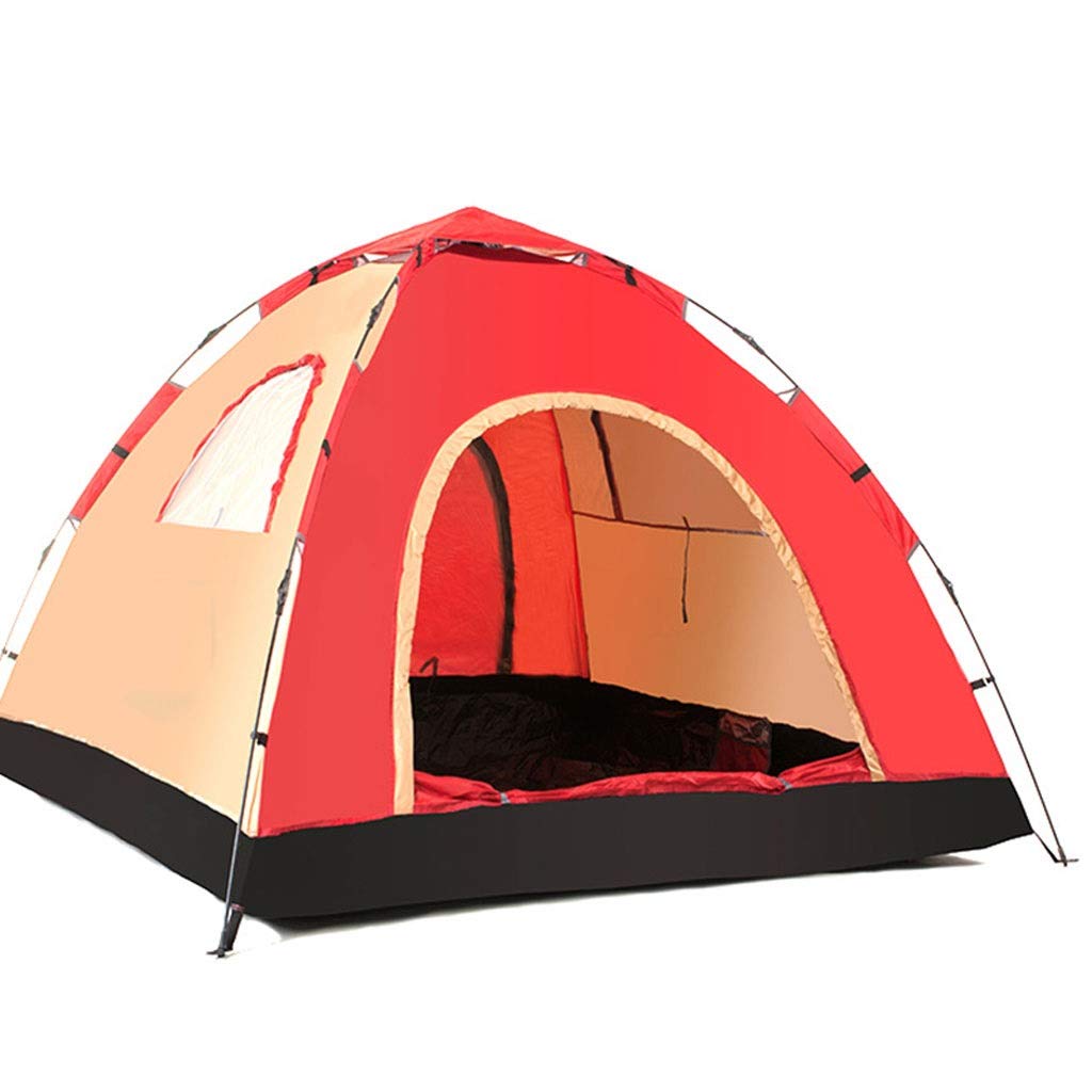 3-4 Person Instant Pop Up Camping Tent - Waterproof, UV Resistant, Family Outdoor Yurt Tent for Hiking, Beach & Backpacking | Easy Setup Sun Shade Shelter (Orange Green) - Perfect for Camping Trips, Music Festivals & Backyard Adventures