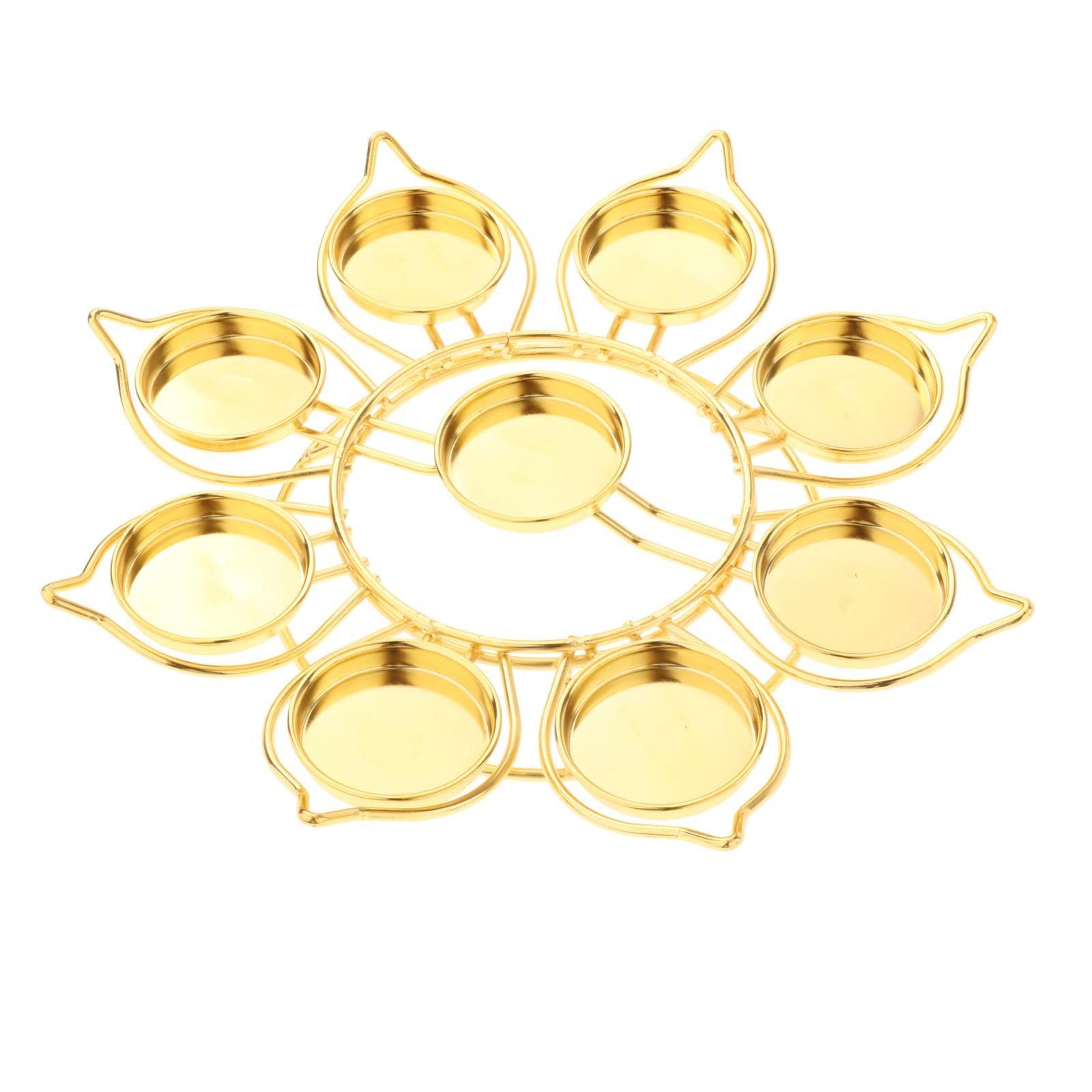 MagiDeal Single-Layer Lotus Ghee Lamp Holder - Alloy Tealight & Oil Candle Holder for Meditation, Yoga, Home Decor, and Spiritual Ceremonies