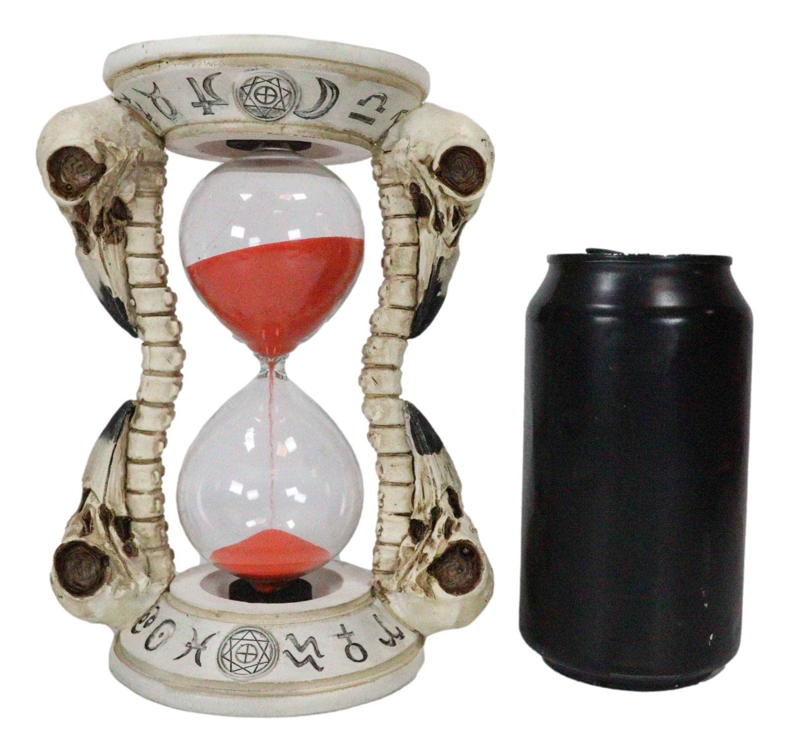 Ebros Gothic Alchemy Symbols Plague Doctor Raven Skull Sand Timer - Decorative Macabre Hourglass with Skeleton Spine Bones - Perfect for Halloween Decor, Gothic Home Accent & Dark Academia Aesthetics