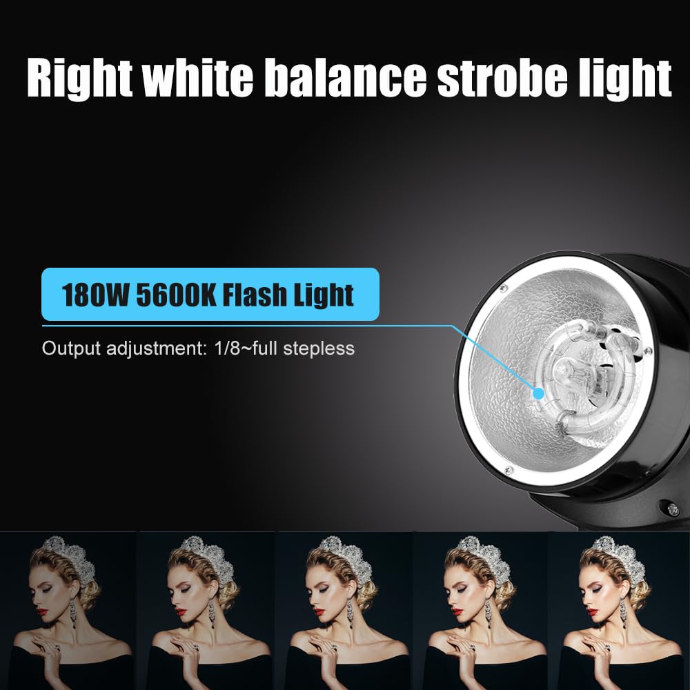 Godox Professional 180W Studio Strobe Lighting Kit (2 Monolights) - 5600K Daylight Balanced, Includes Flash Trigger, Softbox & Light Stands - Perfect for Portrait, Product & Fashion Photography