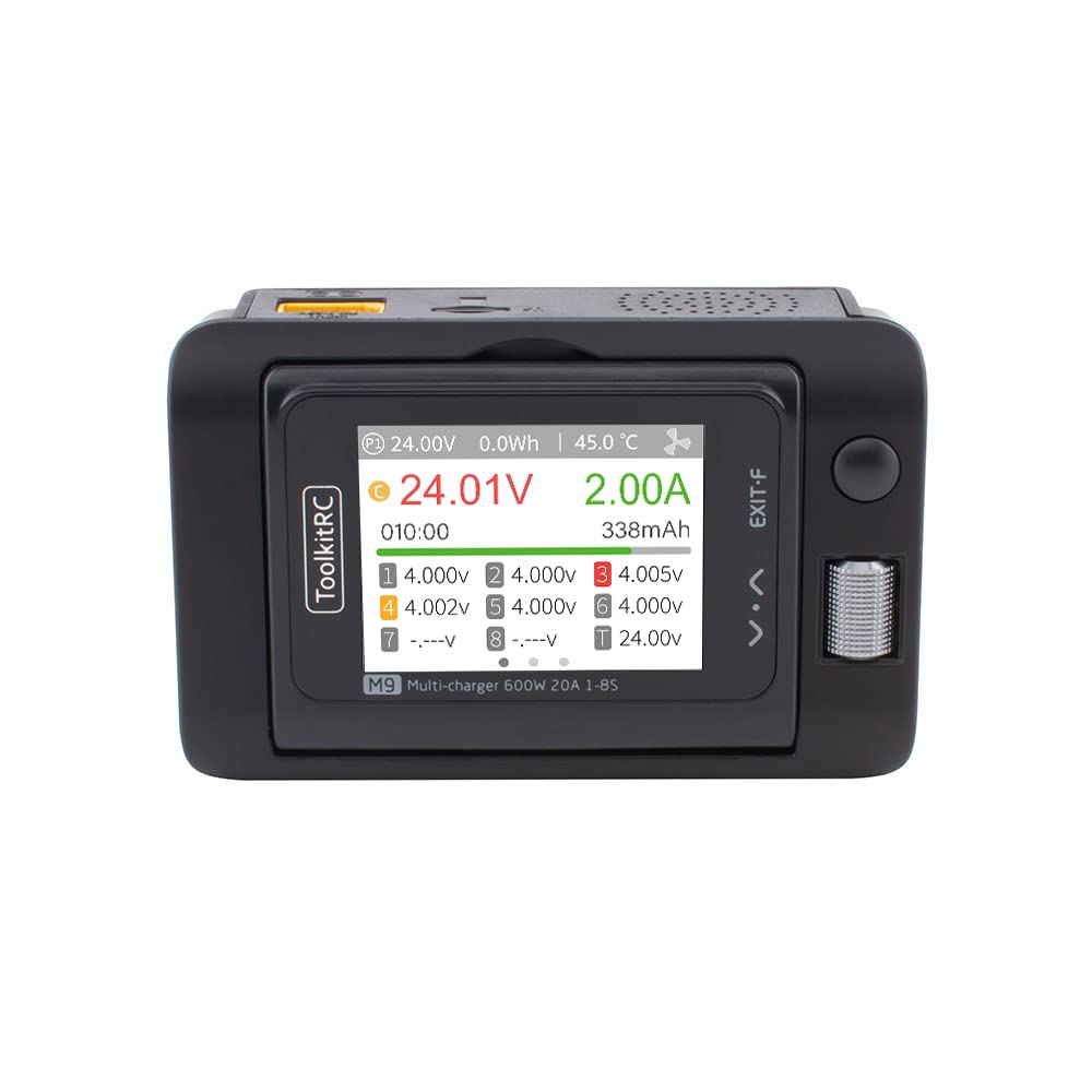 ToolkitRC M9 600W Smart Battery Charger - Dual USB Fast Charging for 1-8S LiPo/LiHV/LiFe Batteries with Audio Alert | Perfect for RC Cars, Drones, and DIY Electronics Projects