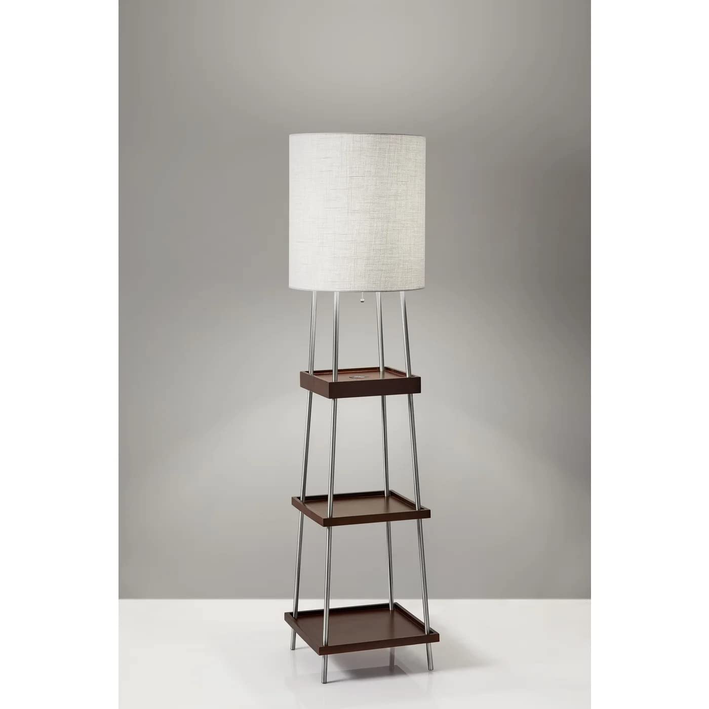 Adesso 3459-15 Henry Shelf Floor Lamp with Wireless Charging - 7W LED, 5W Qi Charger & USB Port - Modern Standing Lamp for Living Room, Bedroom & Office Lighting