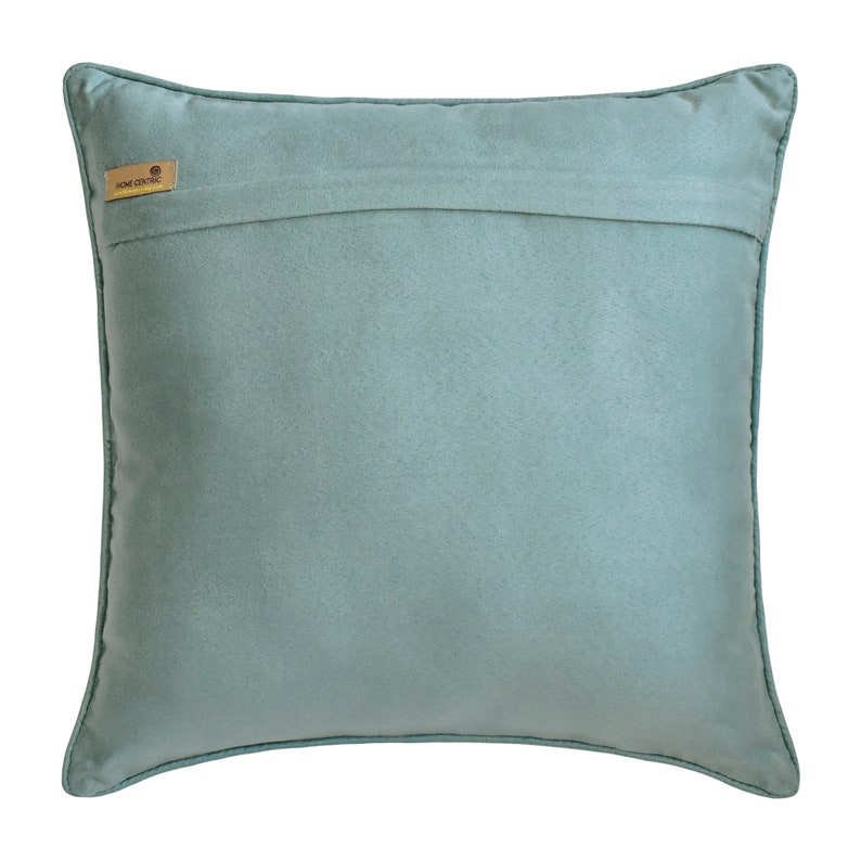 Aztec Inspired Blue Jacquard Silk Decorative Euro Sham Pillow Cover - Luxury Bohemian Bedroom Decor for Master Bedroom, Guest Room & Living Room