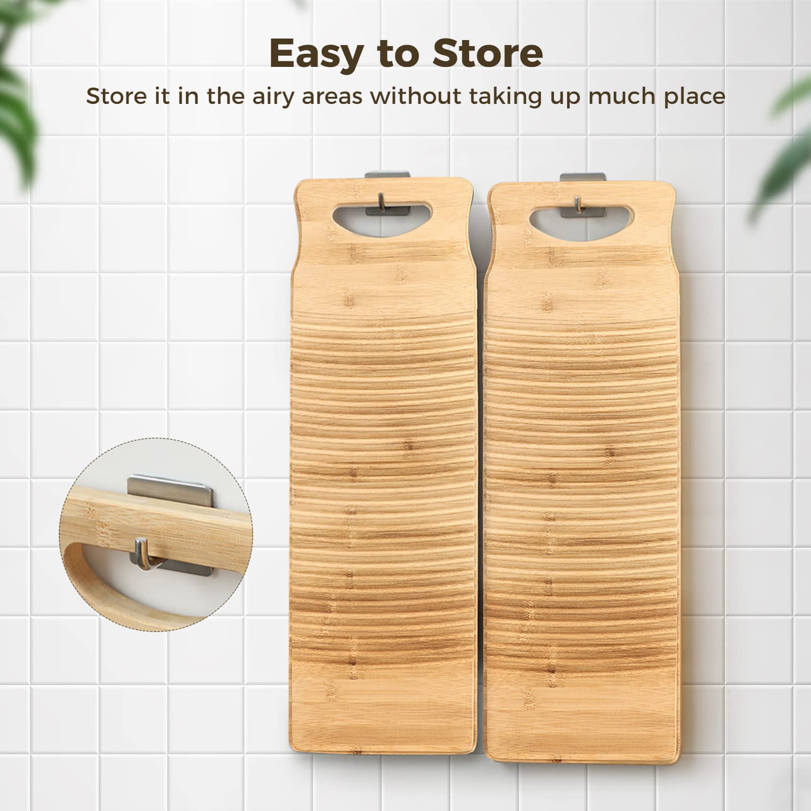 Vintage Wooden Washboard for Hand Washing Clothes - 15.7 x 5.9 x 0.7 Inch Anti-Slip Laundry Cleaning Board with Ergonomic Design - Perfect for Delicate Fabrics, Camping, Off-Grid Living & Eco-Friendly Laundry (40 x 15 x 1.8 cm)