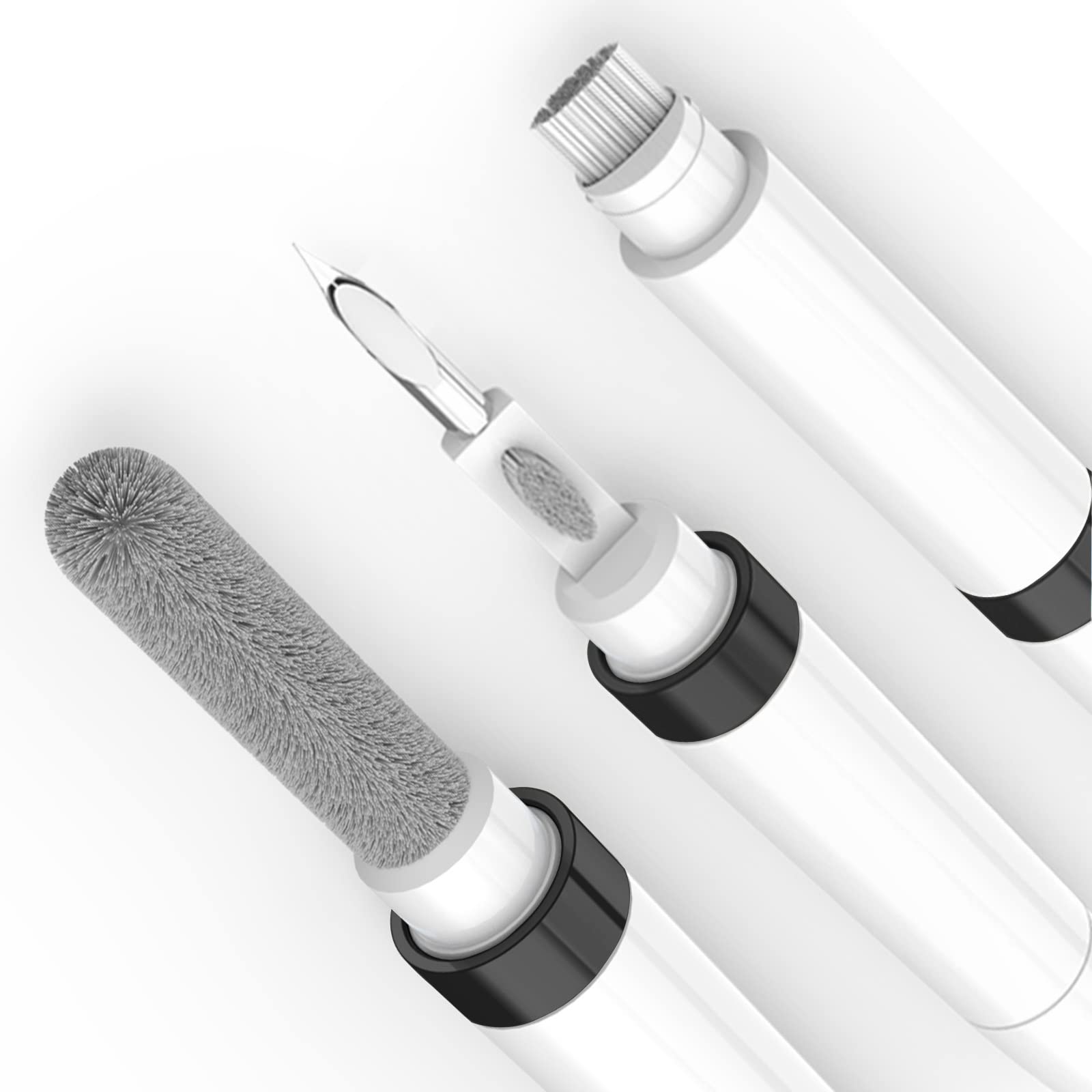 GOALSEN 4-in-1 Wireless Earbuds Cleaning Kit with Flocked Sponge, Metal Pen Tip & 2 High-Density Brushes - Effective Bluetooth Headphone Cleaner Pen (Black) - Perfect for AirPods, Galaxy Buds & Wireless Headphones Maintenance