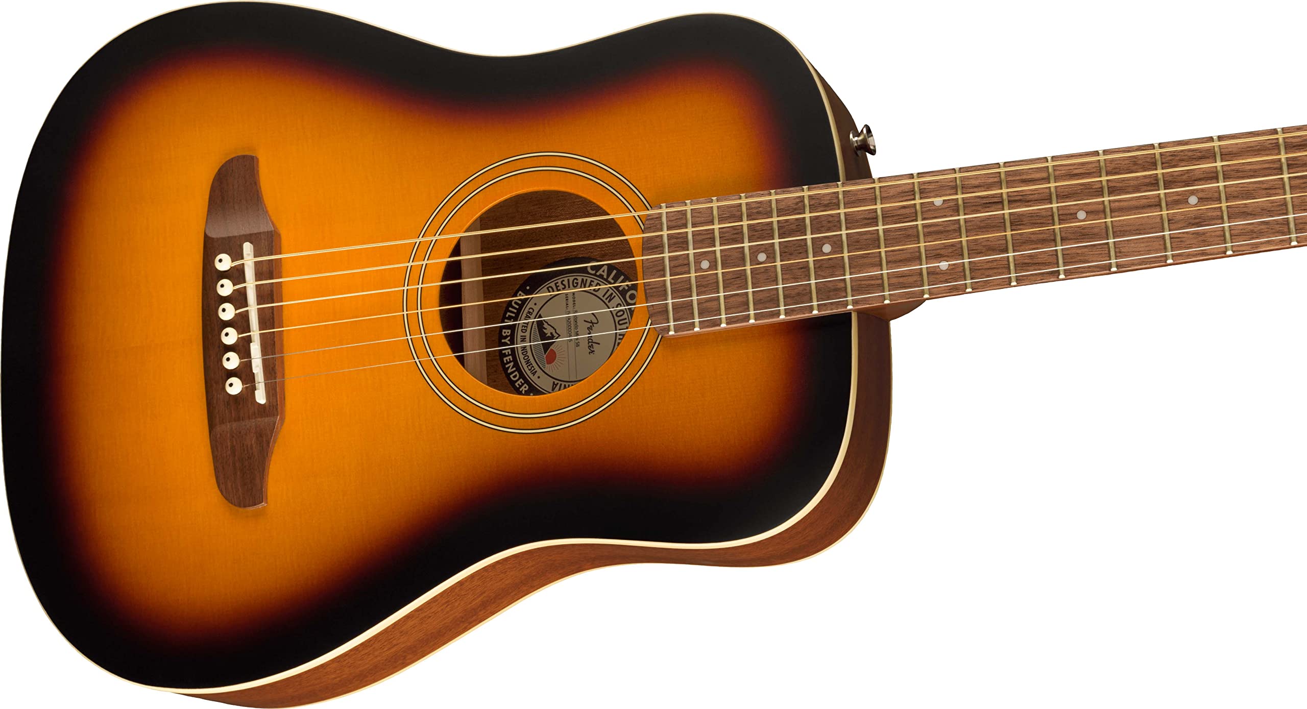 Fender Redondo Mini Acoustic Guitar Bundle with Gig Bag, Strap, Clip-on Tuner, Strings, Picks & Instructional DVD - Sunburst | Perfect for Travel, Beginners & Home Practice