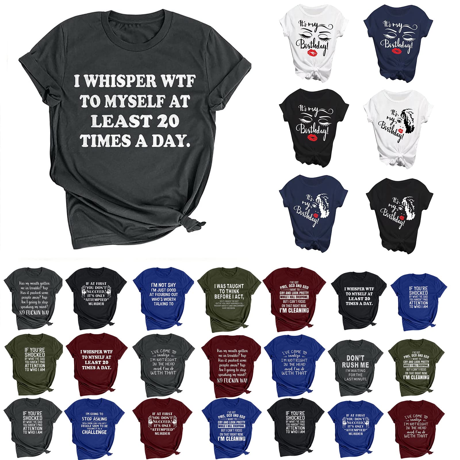 Funny Saying Women's T-Shirts - Cute Summer Short Sleeve Round Neck Tee with Letter Print - Casual Going Out Top for Women - Perfect for Beach Days, Parties & Everyday Wear