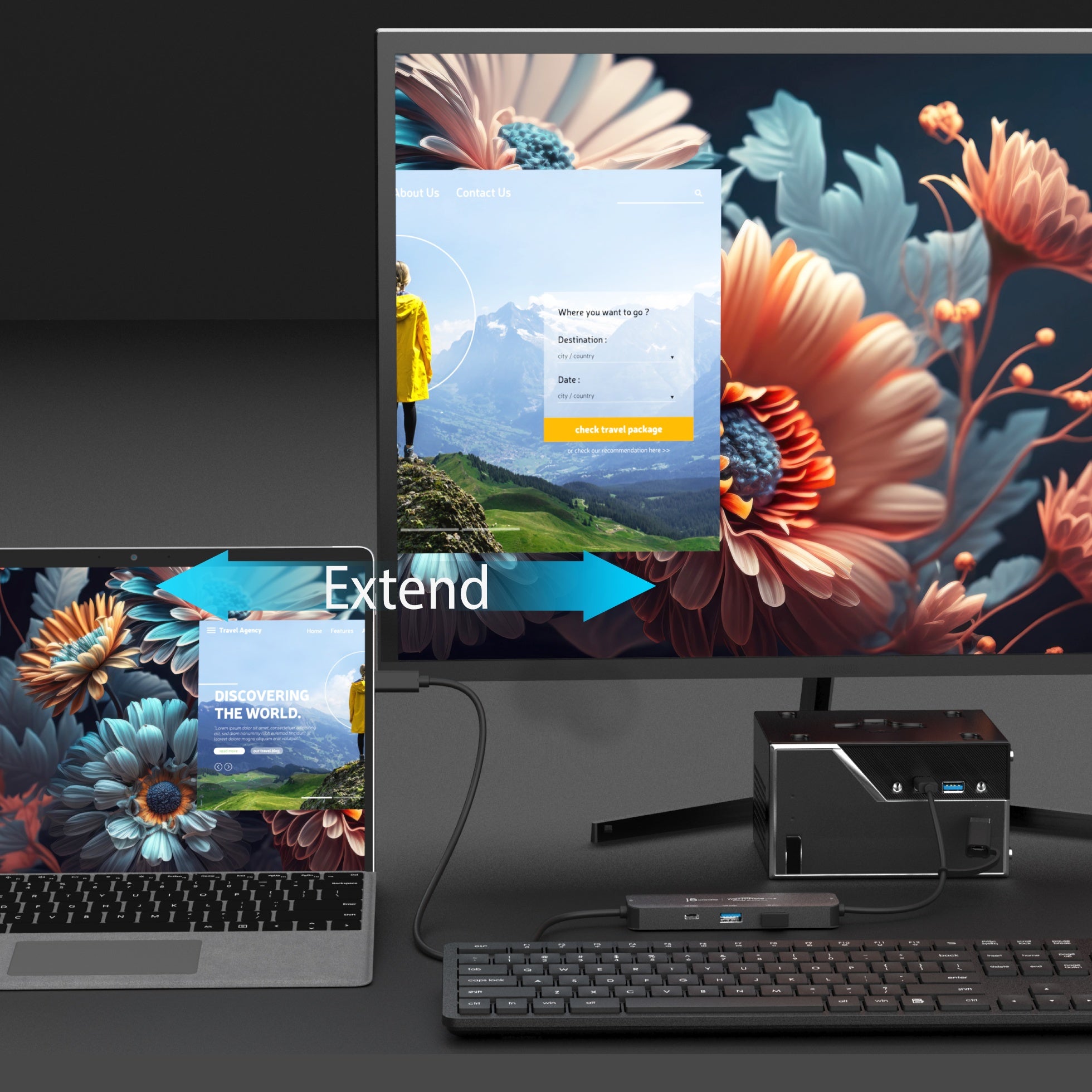 Wormhole Switch™ 4K HDMI Display Sharing Hub - Multi-Screen Adapter for Laptop, PC, Mac - Perfect for Home Office, Gaming & Conference Presentations