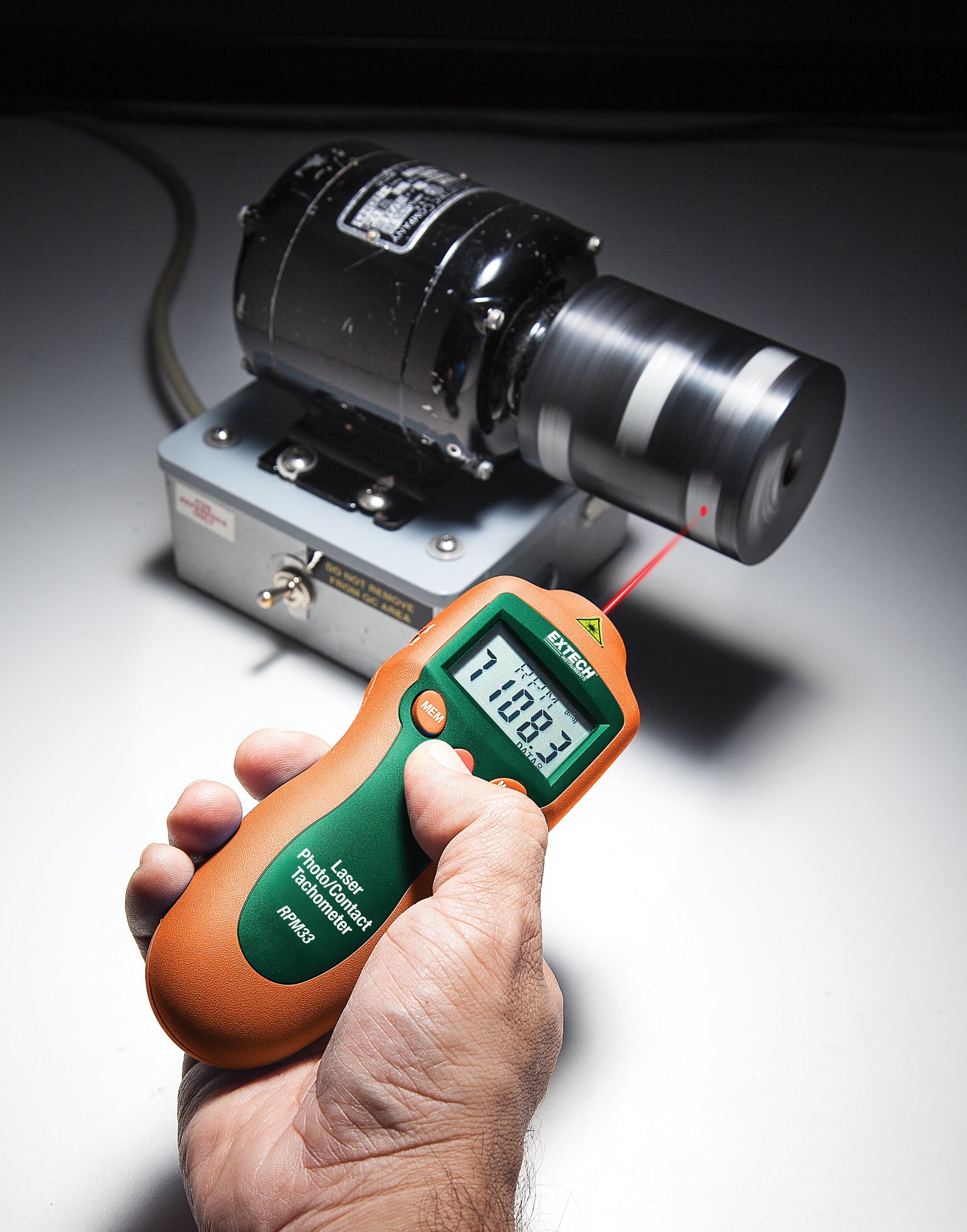 Extech RPM33 Digital Tachometer - Contact & Laser Non-Contact RPM Meter with LCD Display | Perfect for Industrial Machinery, Automotive Engines, and HVAC Equipment Maintenance