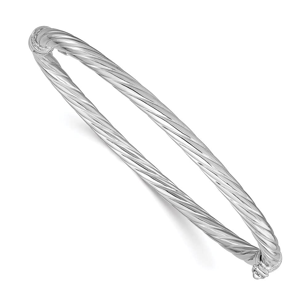 925 Sterling Silver Rhodium Plated Twisted Cuff Stackable Bangle Bracelet for Women - Elegant Jewelry Gift for Birthday, Anniversary & Everyday Wear